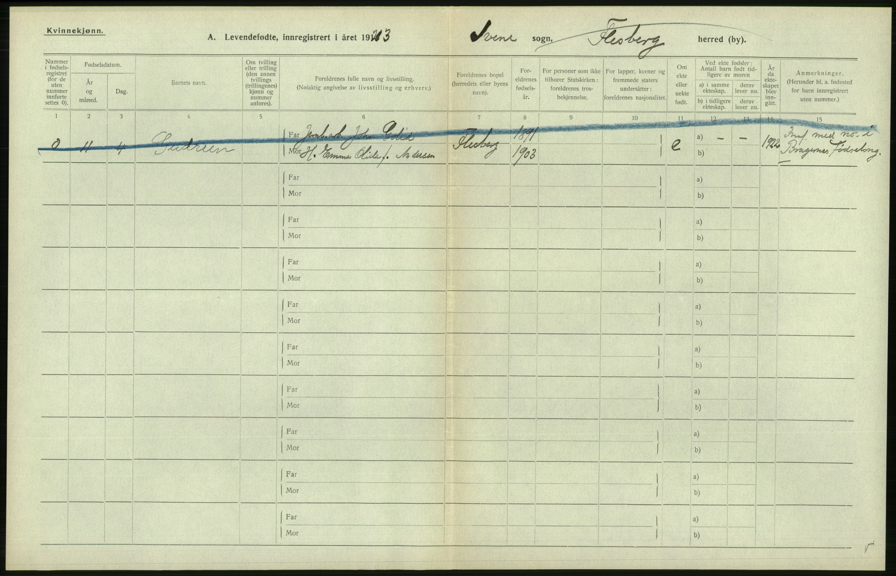 Statistisk sentralbyrå, Sosiodemografiske emner, Befolkning, RA/S-2228/D/Df/Dfc/Dfcc/L0015: Buskerud fylke: Levendefødte menn og kvinner. Bygder og byer., 1923, p. 572