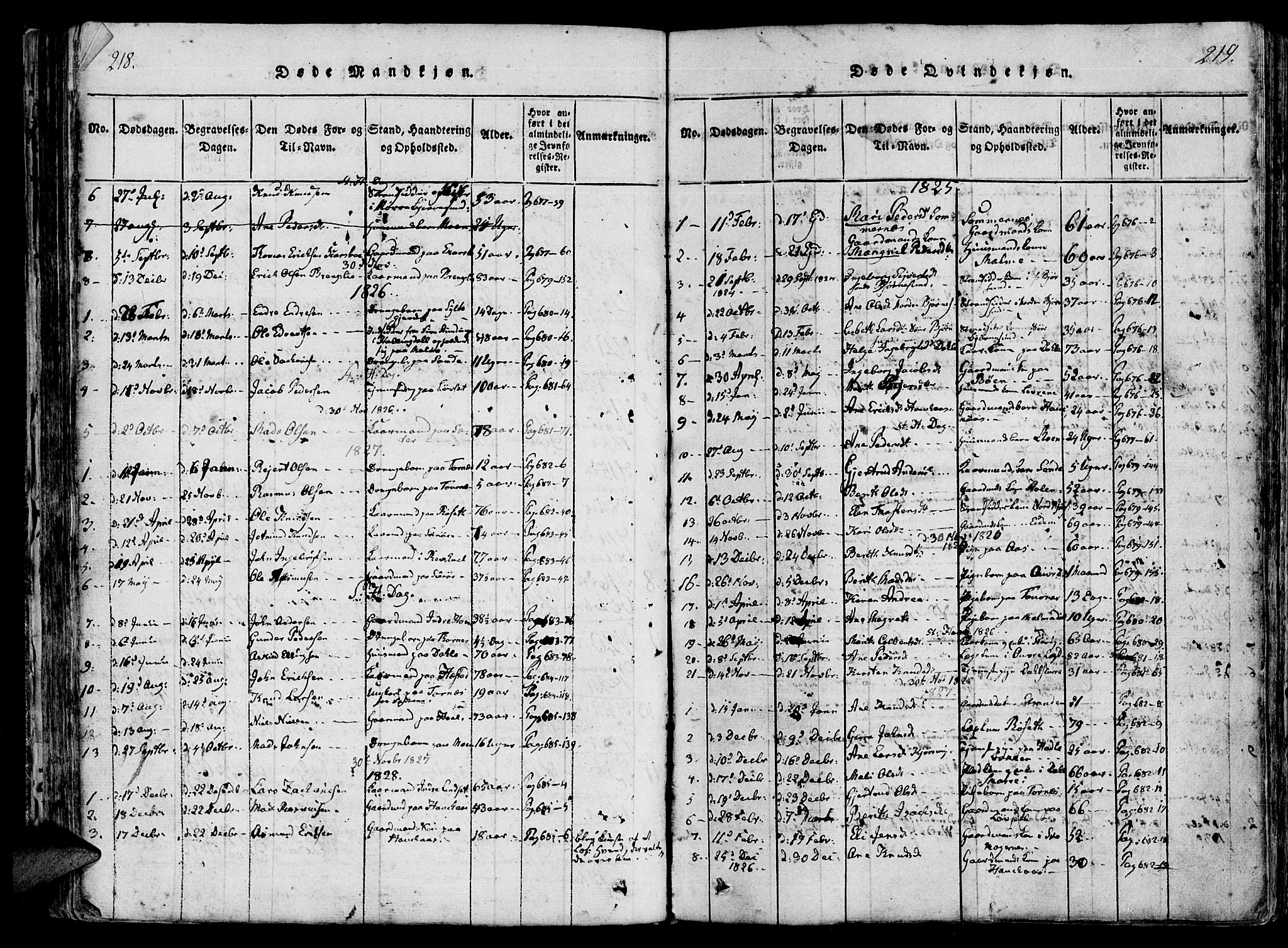 Ministerialprotokoller, klokkerbøker og fødselsregistre - Møre og Romsdal, SAT/A-1454/565/L0747: Parish register (official) no. 565A01, 1817-1844, p. 218-219