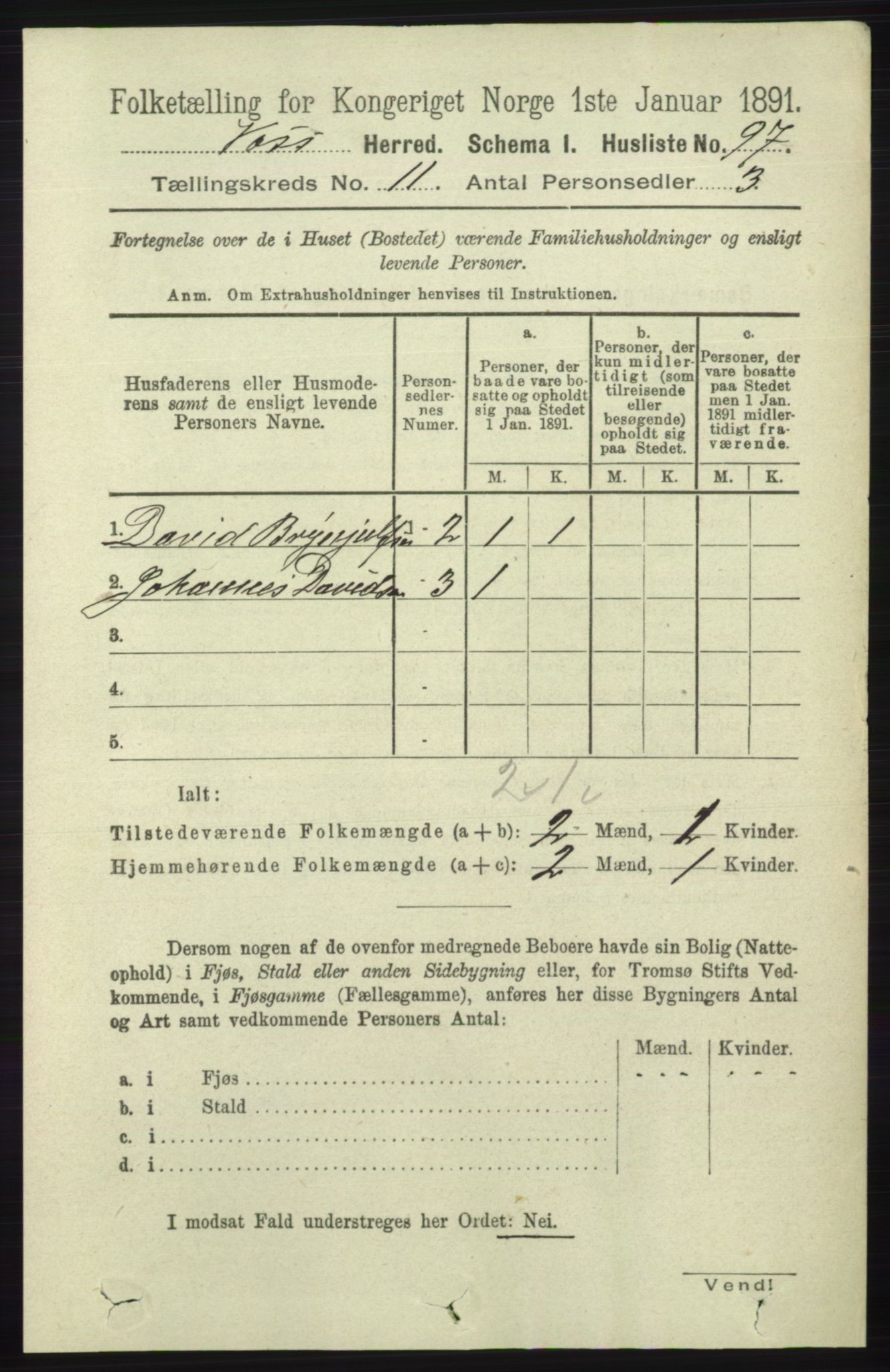 RA, 1891 census for 1235 Voss, 1891, p. 5821