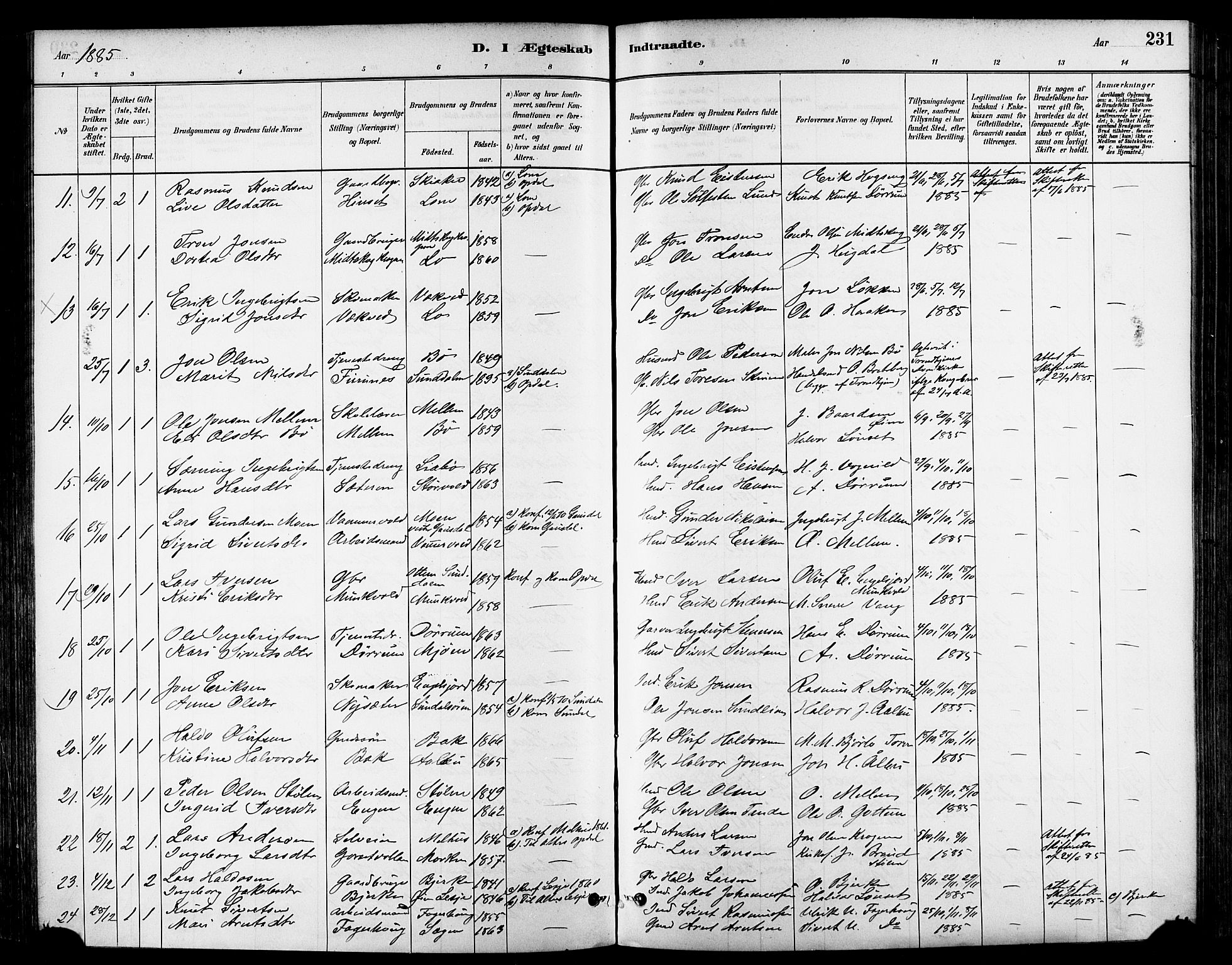 Ministerialprotokoller, klokkerbøker og fødselsregistre - Sør-Trøndelag, SAT/A-1456/678/L0901: Parish register (official) no. 678A10, 1881-1894, p. 231