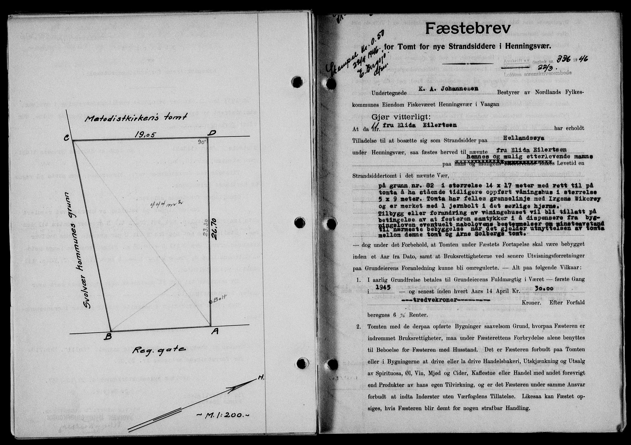 Lofoten sorenskriveri, SAT/A-0017/1/2/2C/L0013a: Mortgage book no. 13a, 1944-1946, Diary no: : 336/1946