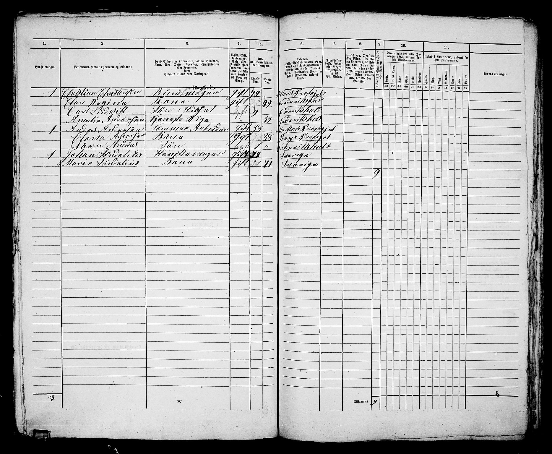 RA, 1865 census for Fredrikshald, 1865, p. 707