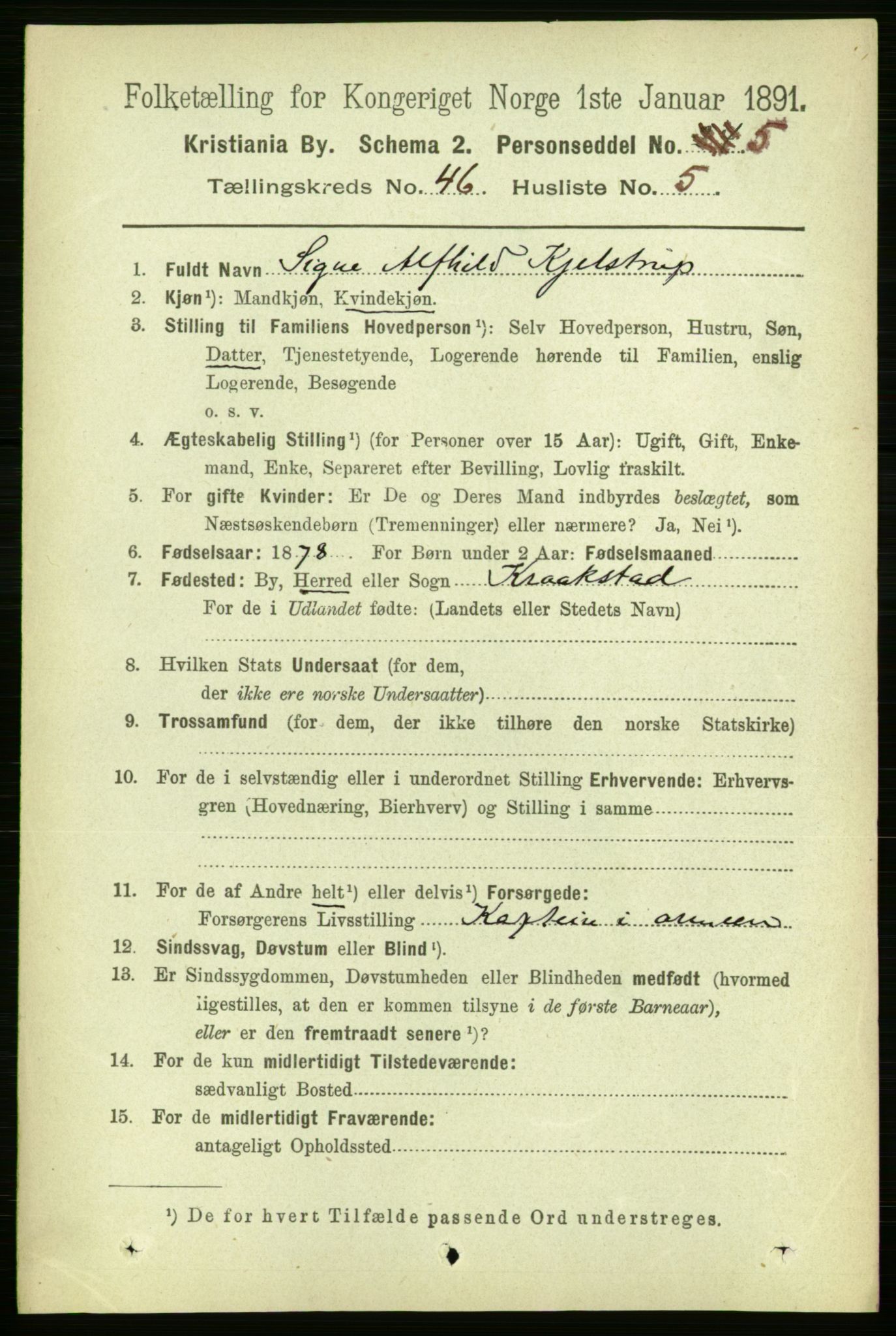 RA, 1891 census for 0301 Kristiania, 1891, p. 28014