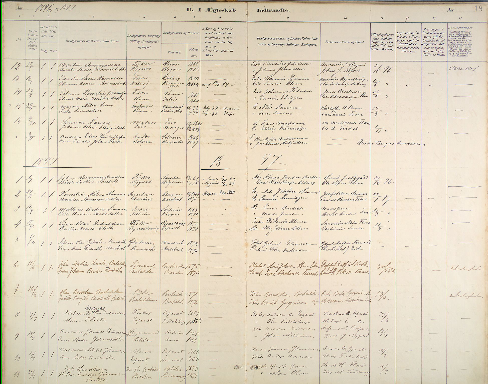 Kinn sokneprestembete, SAB/A-80801/H/Haa/Haab/L0011: Parish register (official) no. B 11, 1886-1936, p. 18