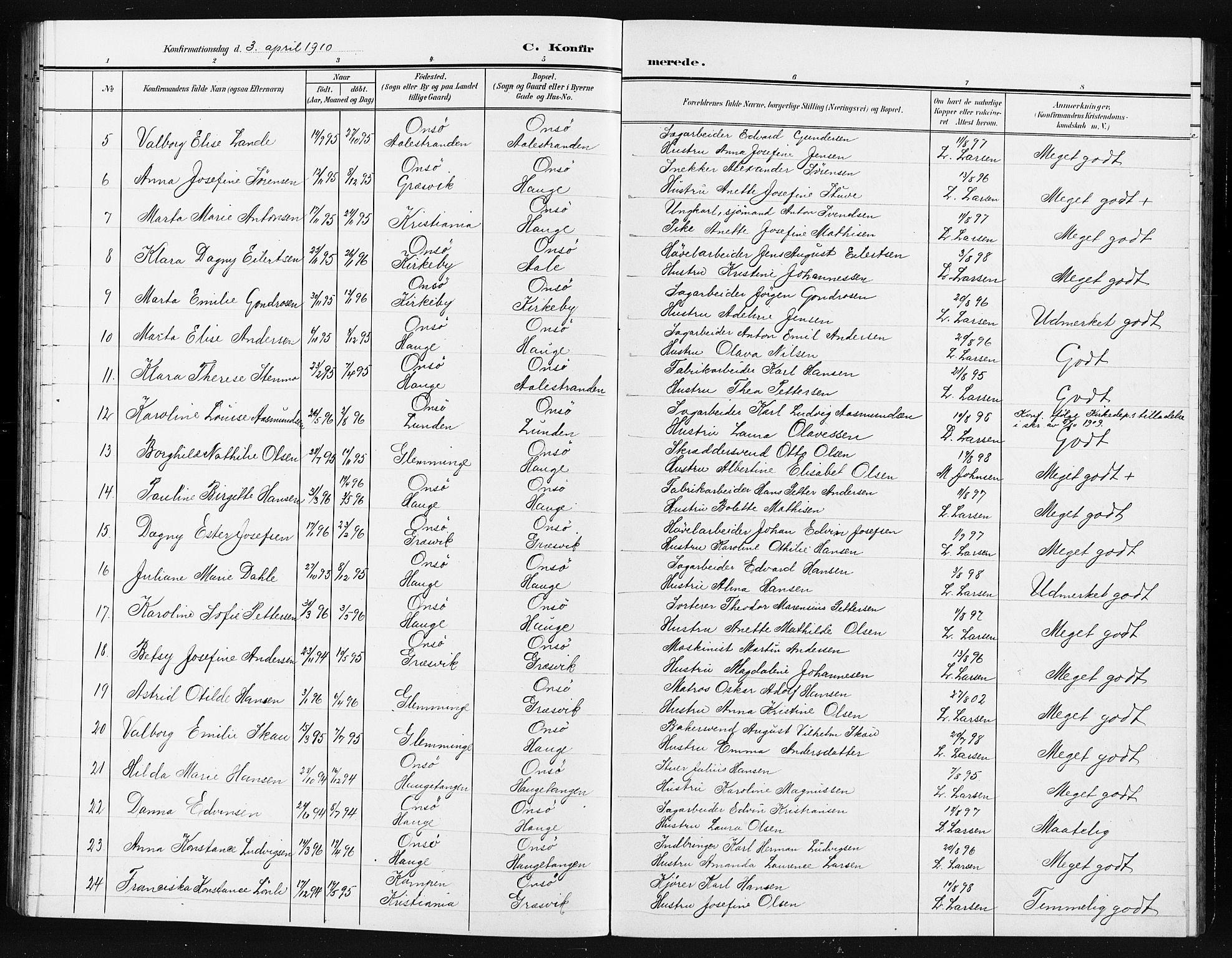Onsøy prestekontor Kirkebøker, AV/SAO-A-10914/G/Gb/L0001: Parish register (copy) no. II 1, 1903-1911
