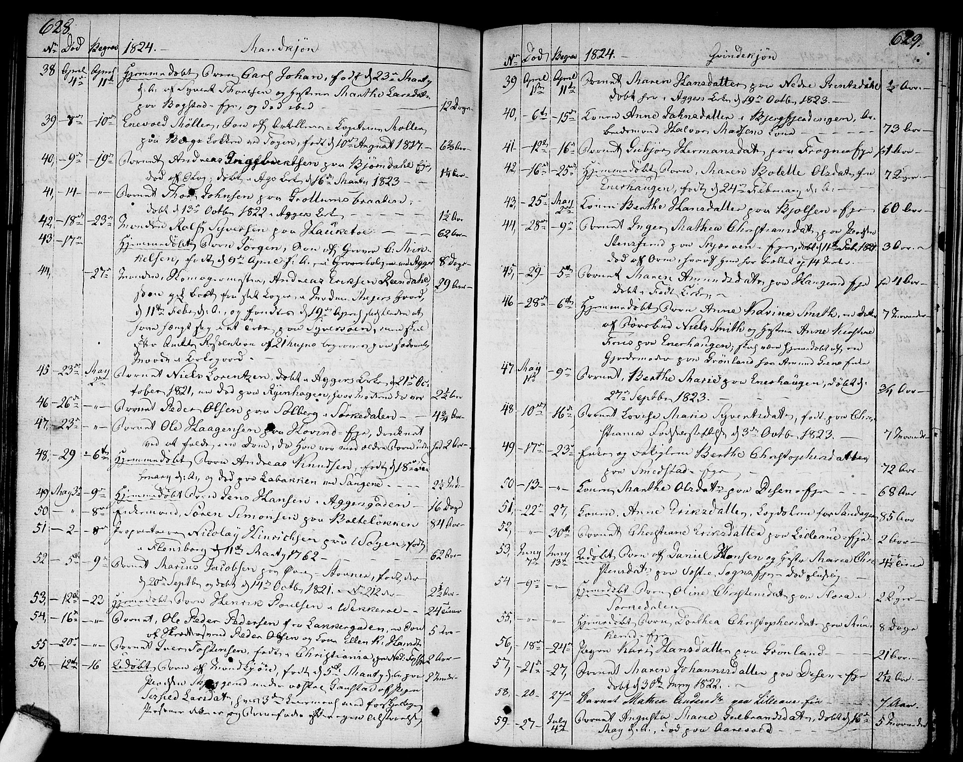 Aker prestekontor kirkebøker, AV/SAO-A-10861/F/L0012: Parish register (official) no. 12, 1819-1828, p. 628-629