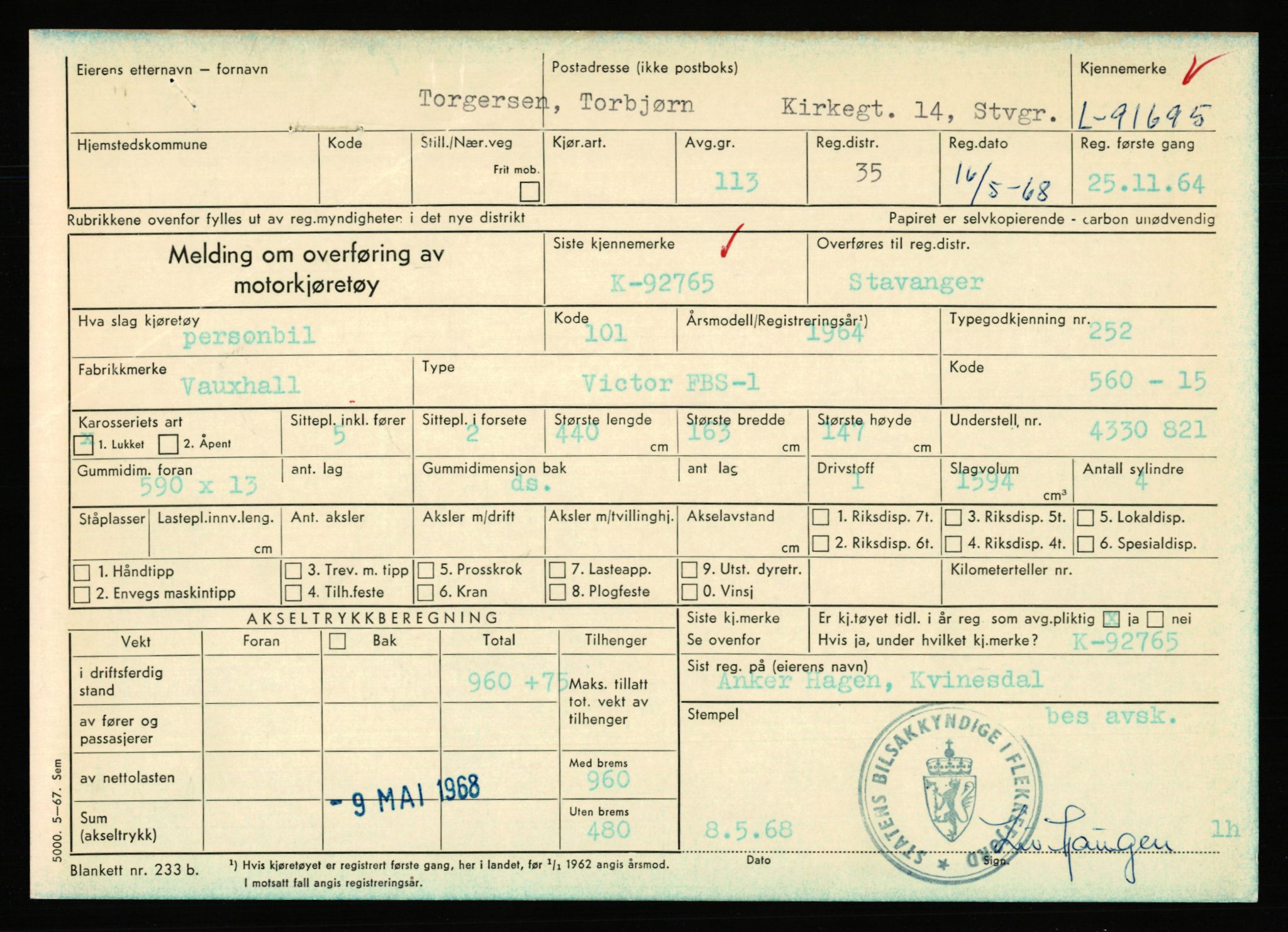 Stavanger trafikkstasjon, AV/SAST-A-101942/0/F/L0075: L-88800 - L-92499, 1930-1971, p. 1902