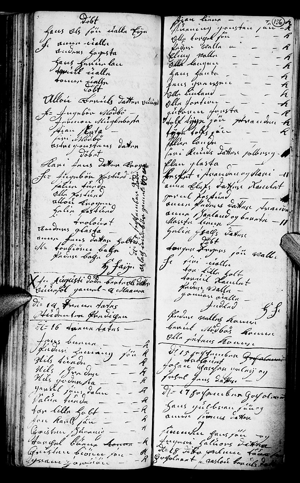 Holt sokneprestkontor, SAK/1111-0021/F/Fb/L0004: Parish register (copy) no. B 4, 1730-1746, p. 156