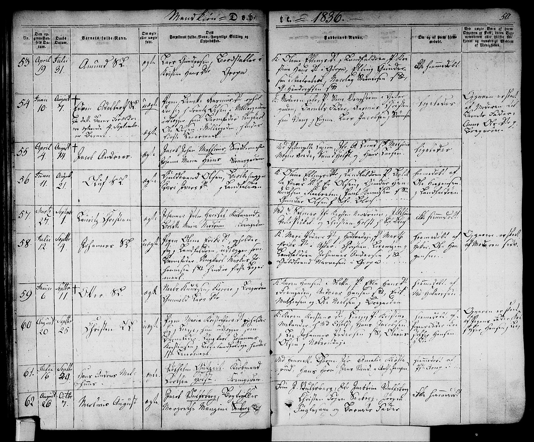 Bragernes kirkebøker, AV/SAKO-A-6/F/Fb/L0001: Parish register (official) no. II 1, 1830-1847, p. 50