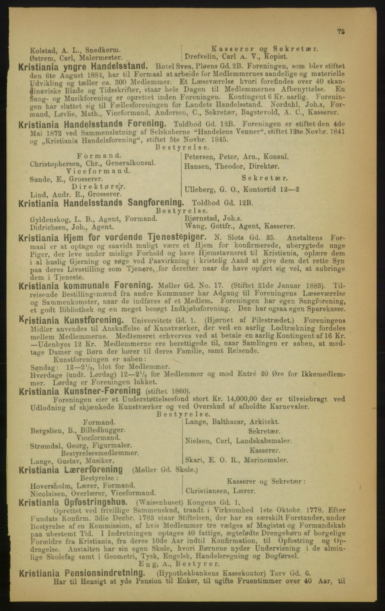 Kristiania/Oslo adressebok, PUBL/-, 1891, p. 75