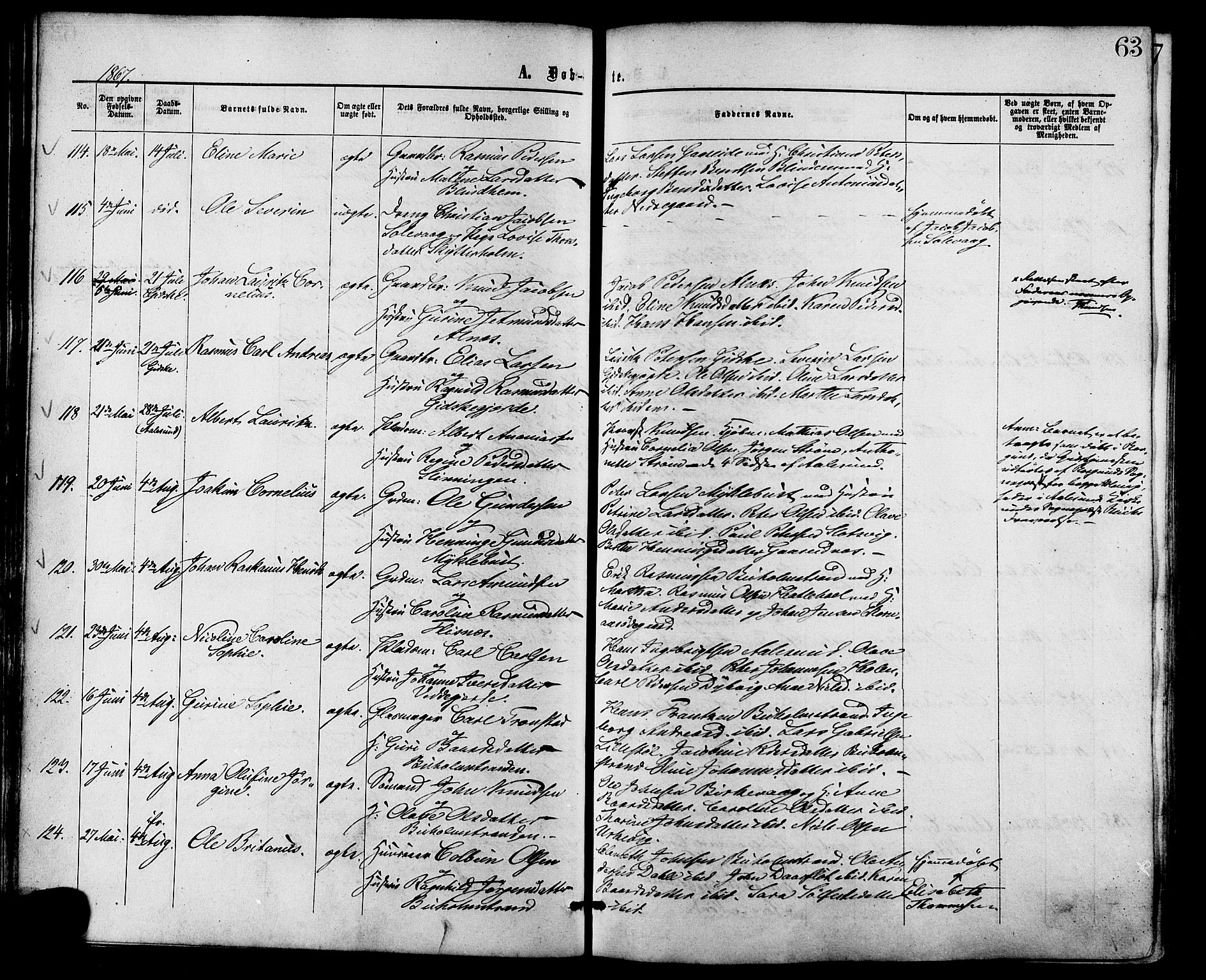 Ministerialprotokoller, klokkerbøker og fødselsregistre - Møre og Romsdal, SAT/A-1454/528/L0399: Parish register (official) no. 528A10, 1864-1879, p. 63