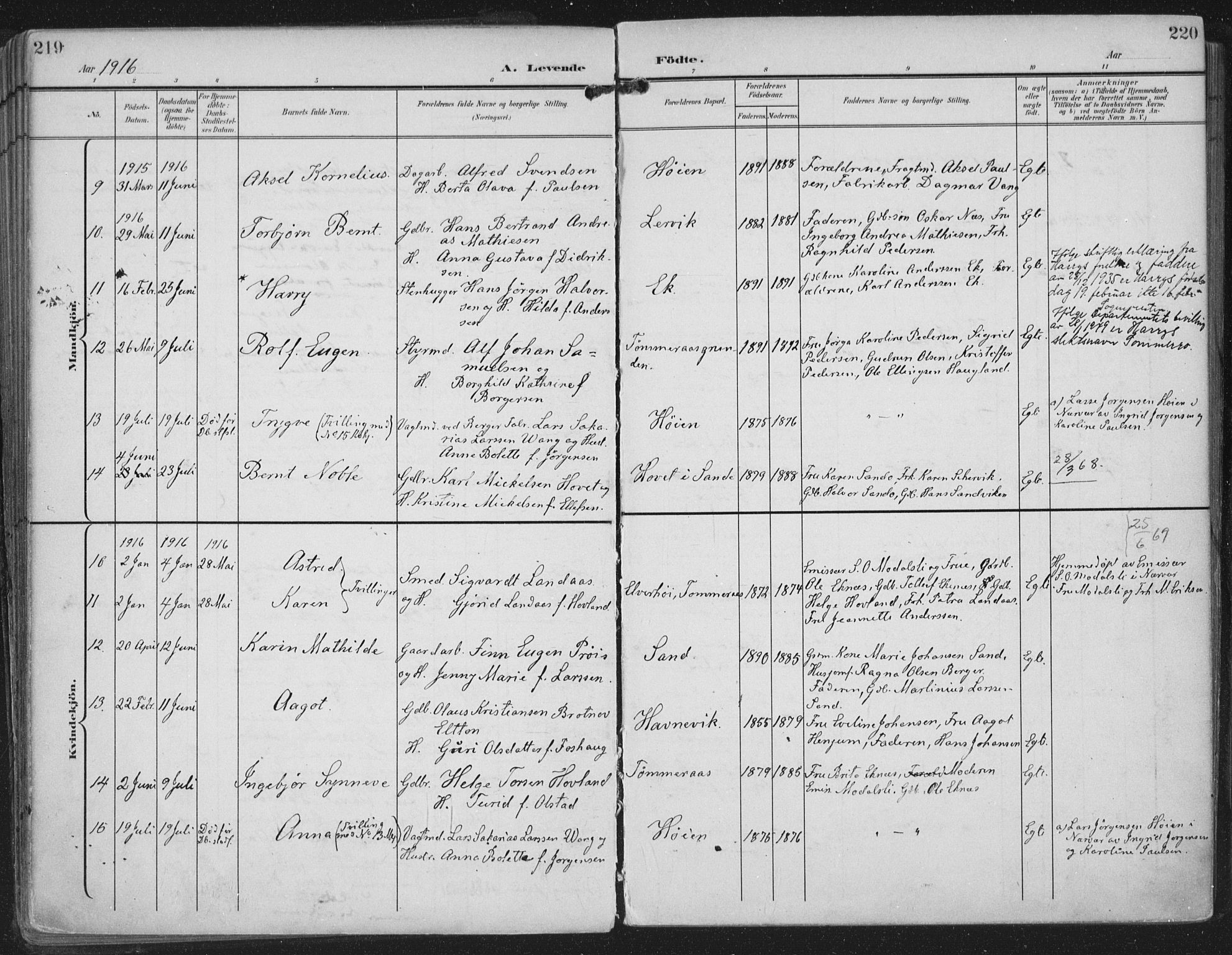 Strømm kirkebøker, SAKO/A-322/F/Fa/L0005: Parish register (official) no. I 5, 1898-1919, p. 219-220