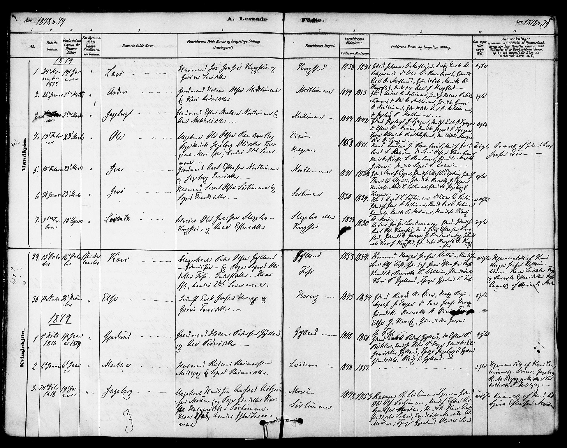 Ministerialprotokoller, klokkerbøker og fødselsregistre - Sør-Trøndelag, SAT/A-1456/692/L1105: Parish register (official) no. 692A05, 1878-1890, p. 5