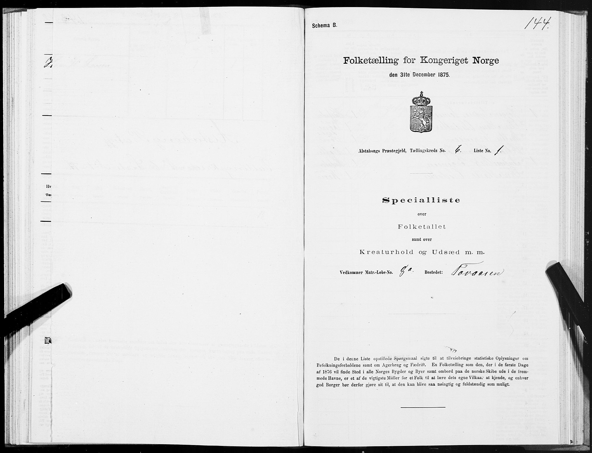 SAT, 1875 census for 1820P Alstahaug, 1875, p. 4144