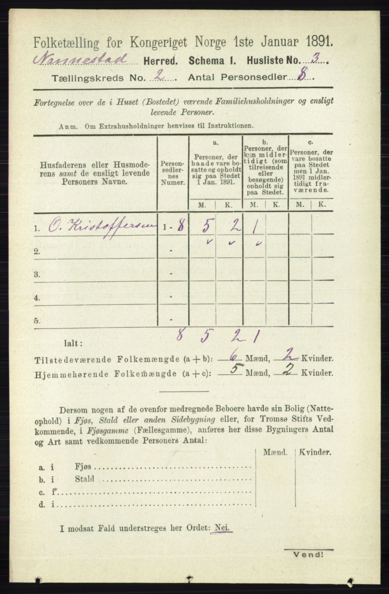 RA, 1891 census for 0238 Nannestad, 1891, p. 822