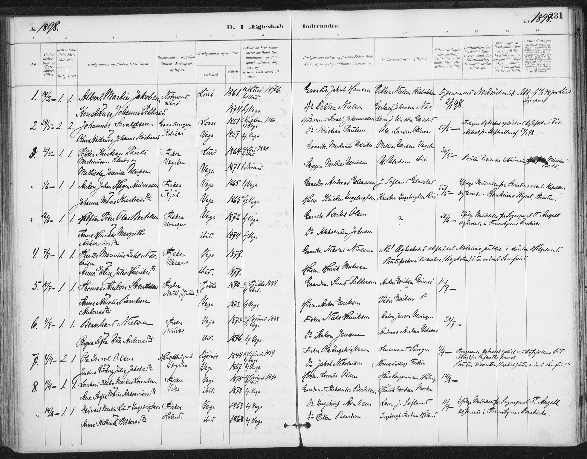 Ministerialprotokoller, klokkerbøker og fødselsregistre - Nordland, AV/SAT-A-1459/816/L0244: Parish register (official) no. 816A10, 1886-1903, p. 231