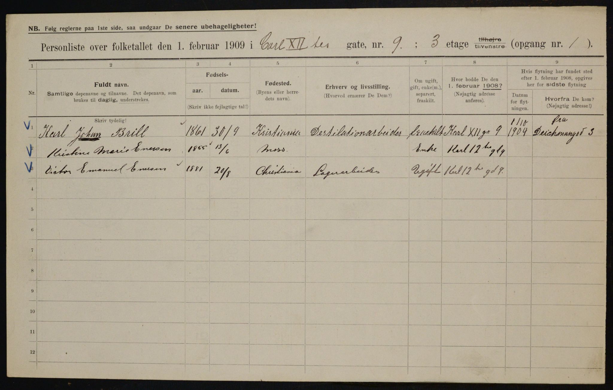 OBA, Municipal Census 1909 for Kristiania, 1909, p. 44130