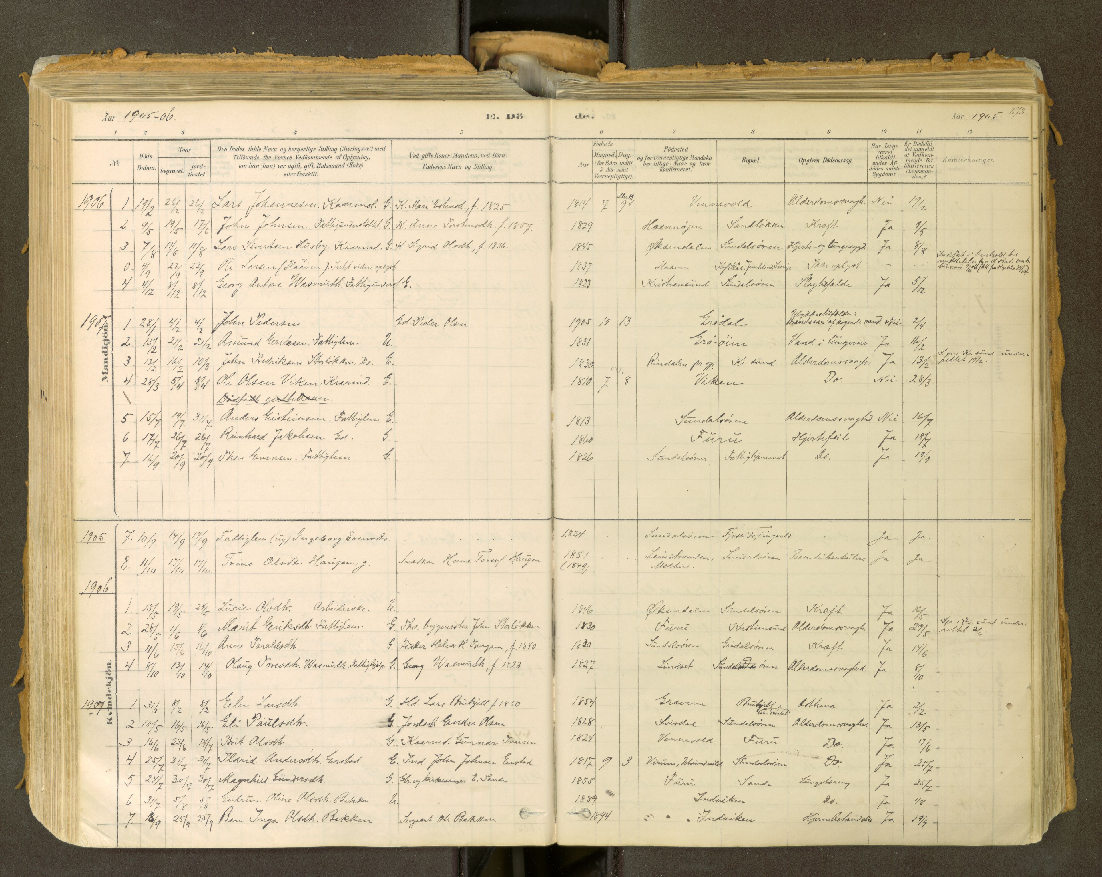 Sunndal sokneprestkontor, SAT/A-1085/1/I/I1/I1a: Parish register (official) no. 2, 1877-1914, p. 272