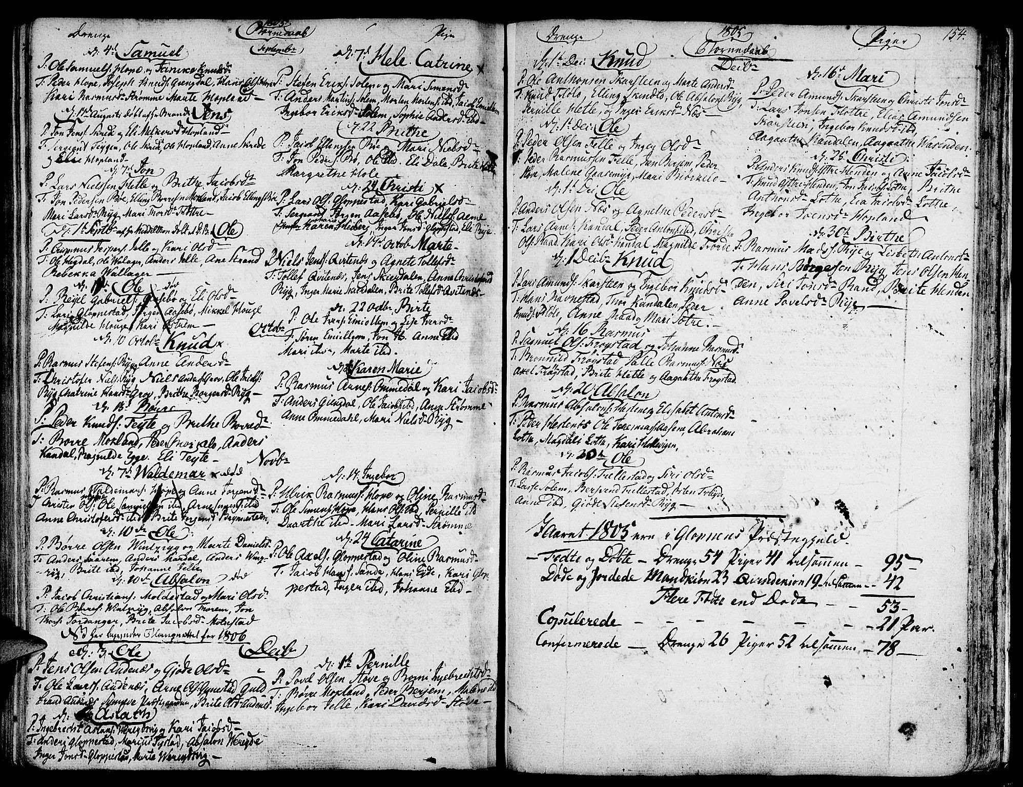 Gloppen sokneprestembete, AV/SAB-A-80101/H/Haa/Haaa/L0005: Parish register (official) no. A 5, 1785-1815, p. 154