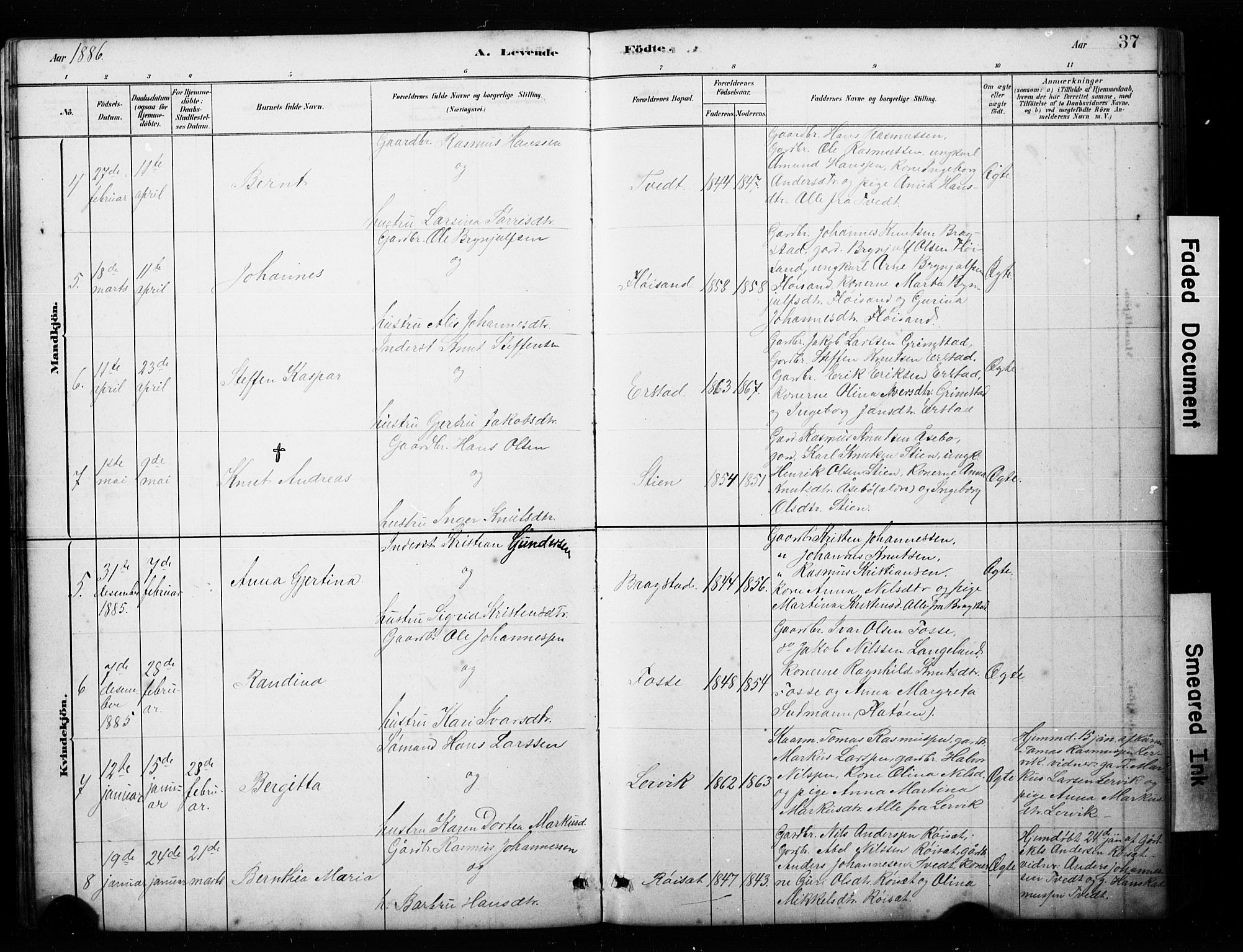 Alversund Sokneprestembete, AV/SAB-A-73901/H/Ha/Hab: Parish register (copy) no. C 3, 1881-1894, p. 37