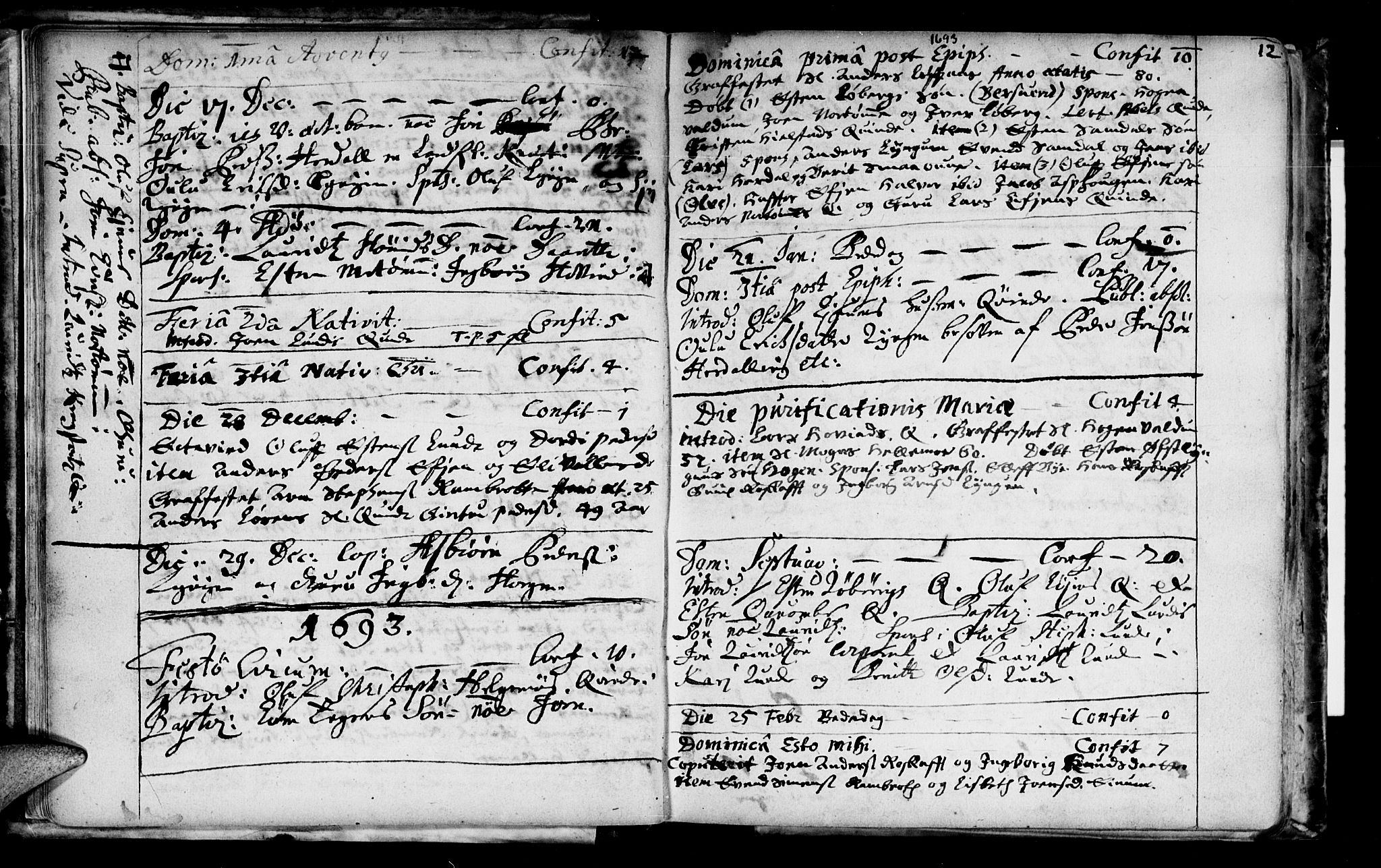 Ministerialprotokoller, klokkerbøker og fødselsregistre - Sør-Trøndelag, SAT/A-1456/692/L1101: Parish register (official) no. 692A01, 1690-1746, p. 12