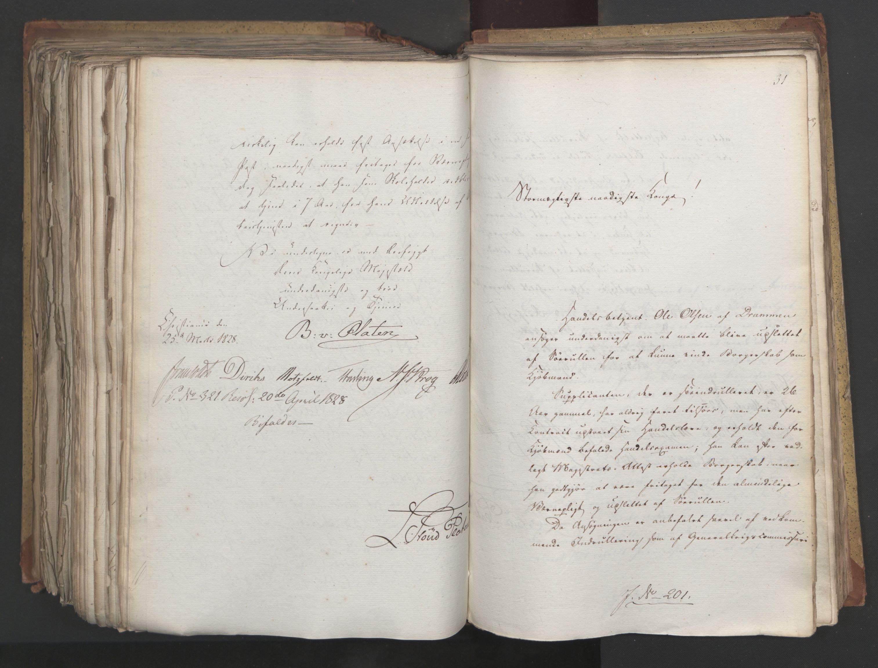 Statsrådsavdelingen i Stockholm, AV/RA-S-1003/D/Da/L0054: Regjeringsinnstillinger nr. 1-230, 1828, p. 605