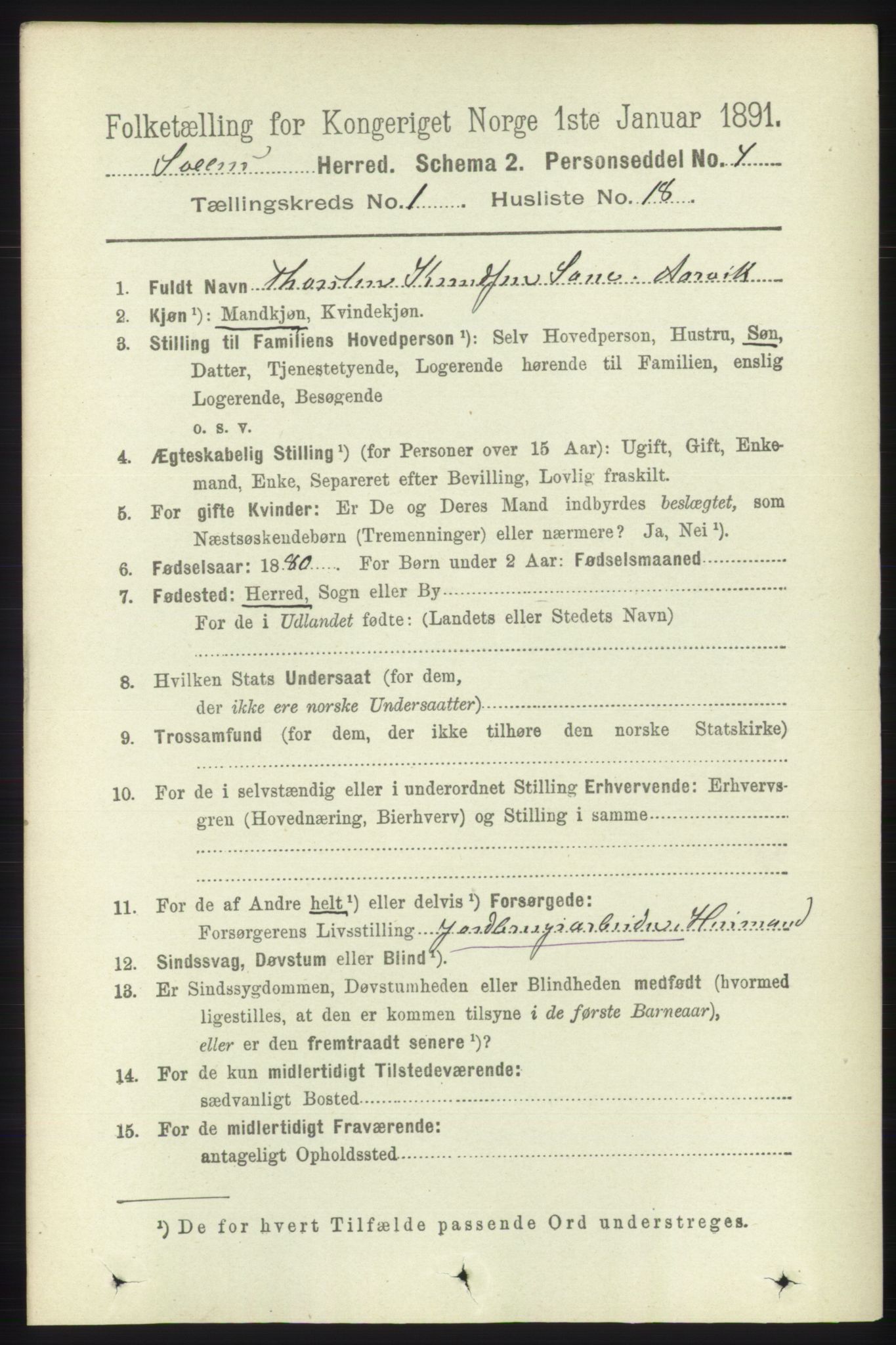 RA, 1891 census for 1216 Sveio, 1891, p. 203