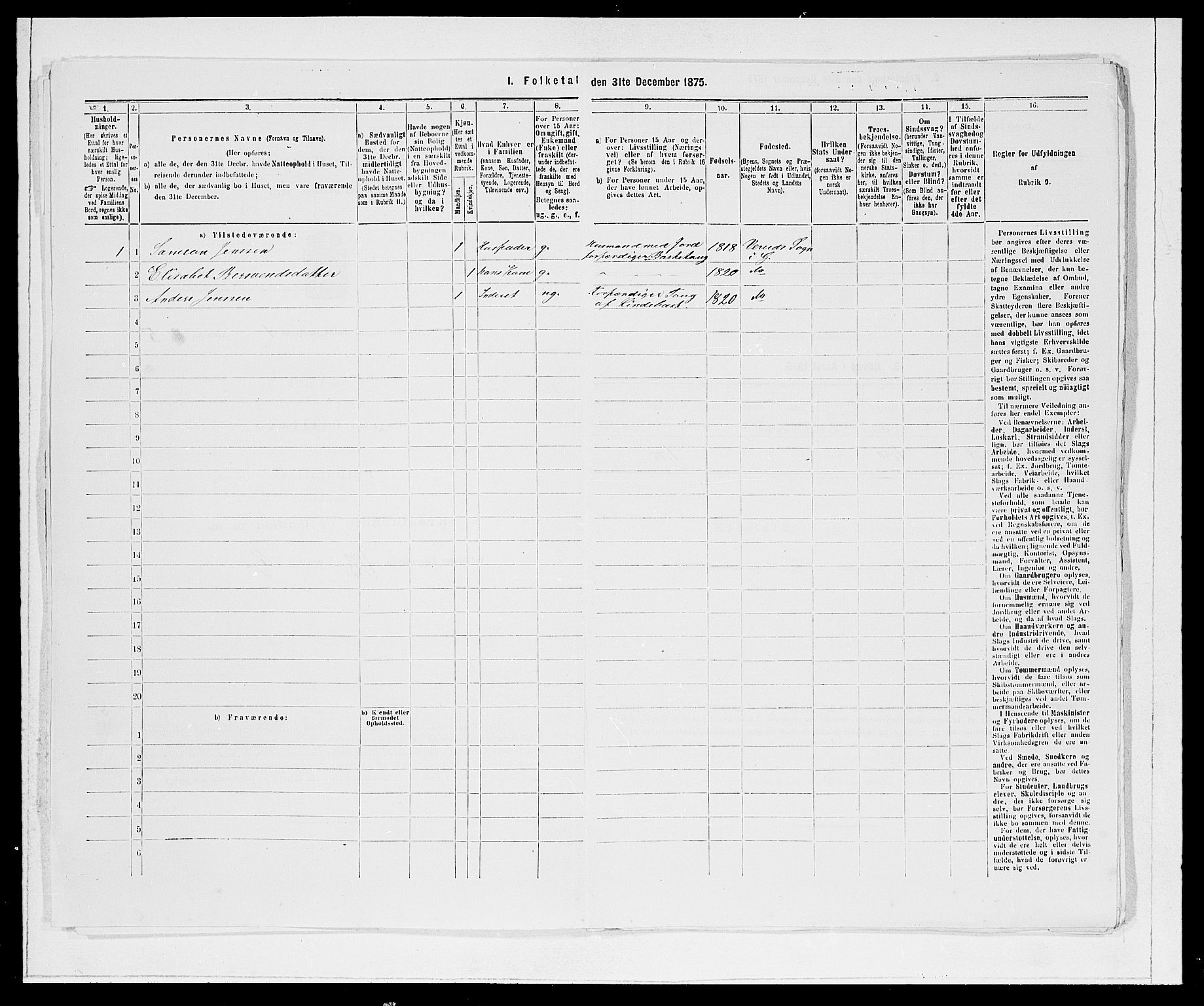 SAB, 1875 Census for 1445P Gloppen, 1875, p. 42