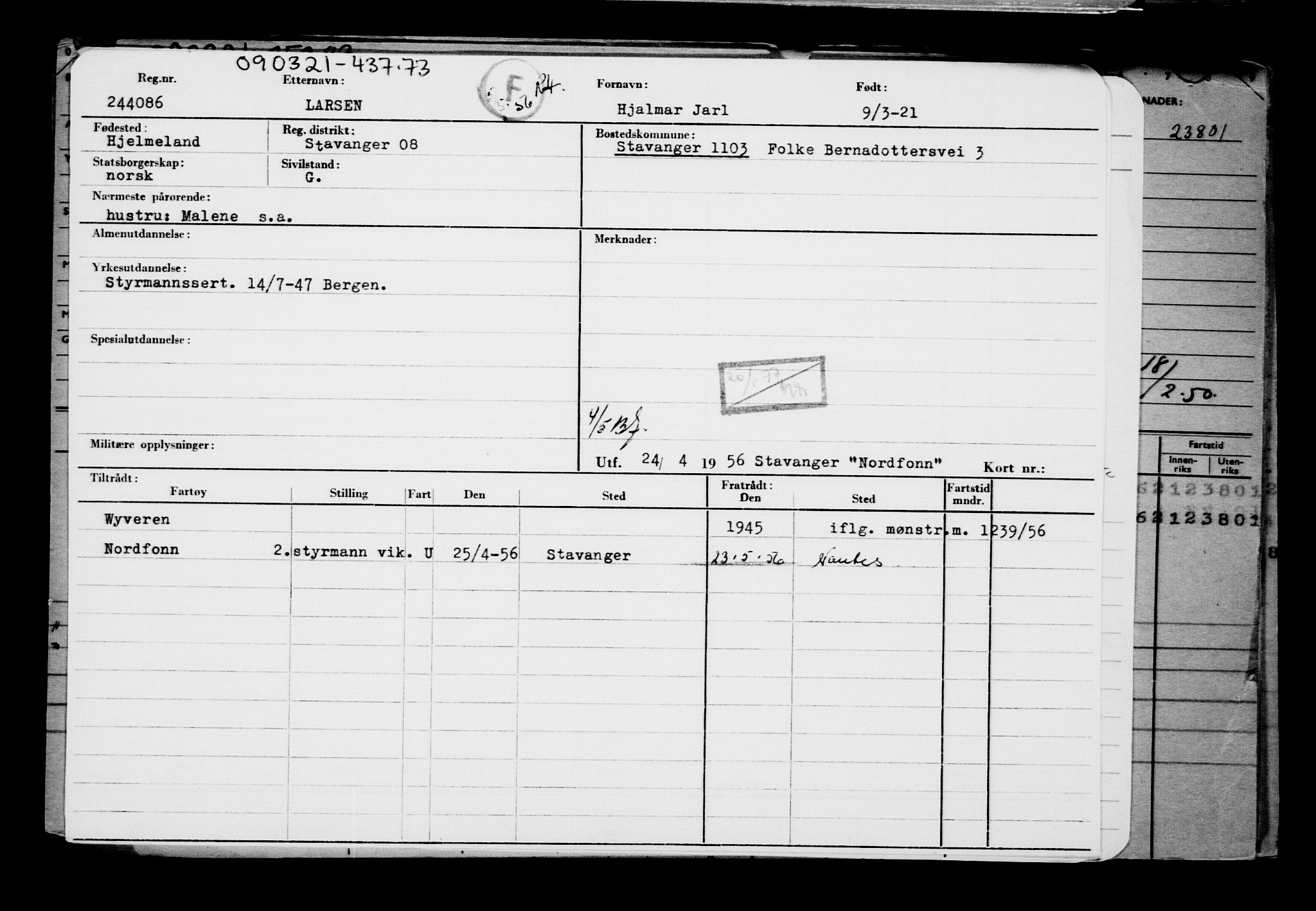 Direktoratet for sjømenn, AV/RA-S-3545/G/Gb/L0191: Hovedkort, 1921, p. 239