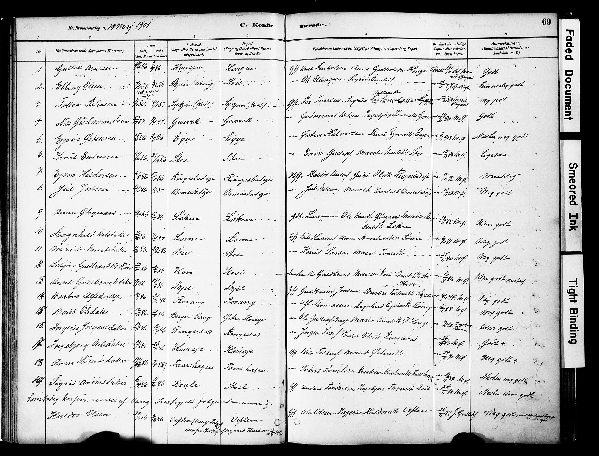 Vestre Slidre prestekontor, SAH/PREST-136/H/Ha/Haa/L0005: Parish register (official) no. 5, 1881-1912, p. 69