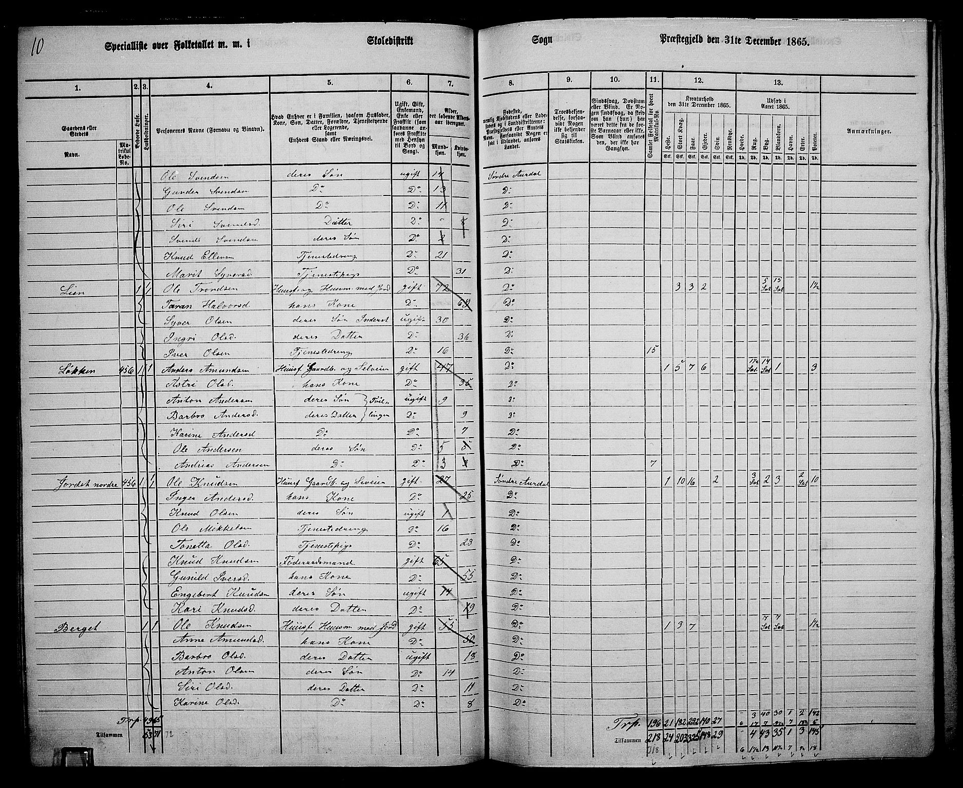 RA, 1865 census for Sør-Aurdal, 1865, p. 77