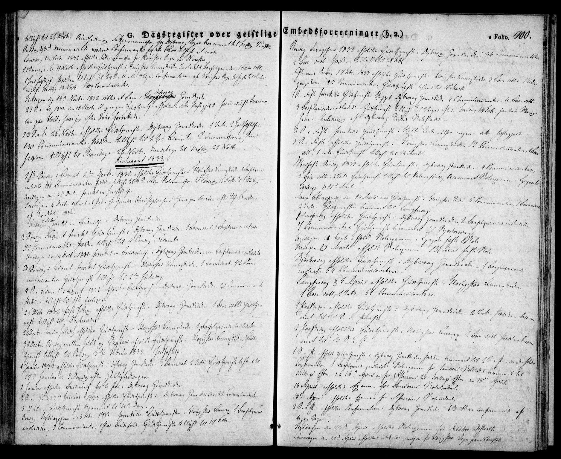 Dypvåg sokneprestkontor, SAK/1111-0007/F/Fa/Faa/L0004: Parish register (official) no. A 4, 1824-1840, p. 400