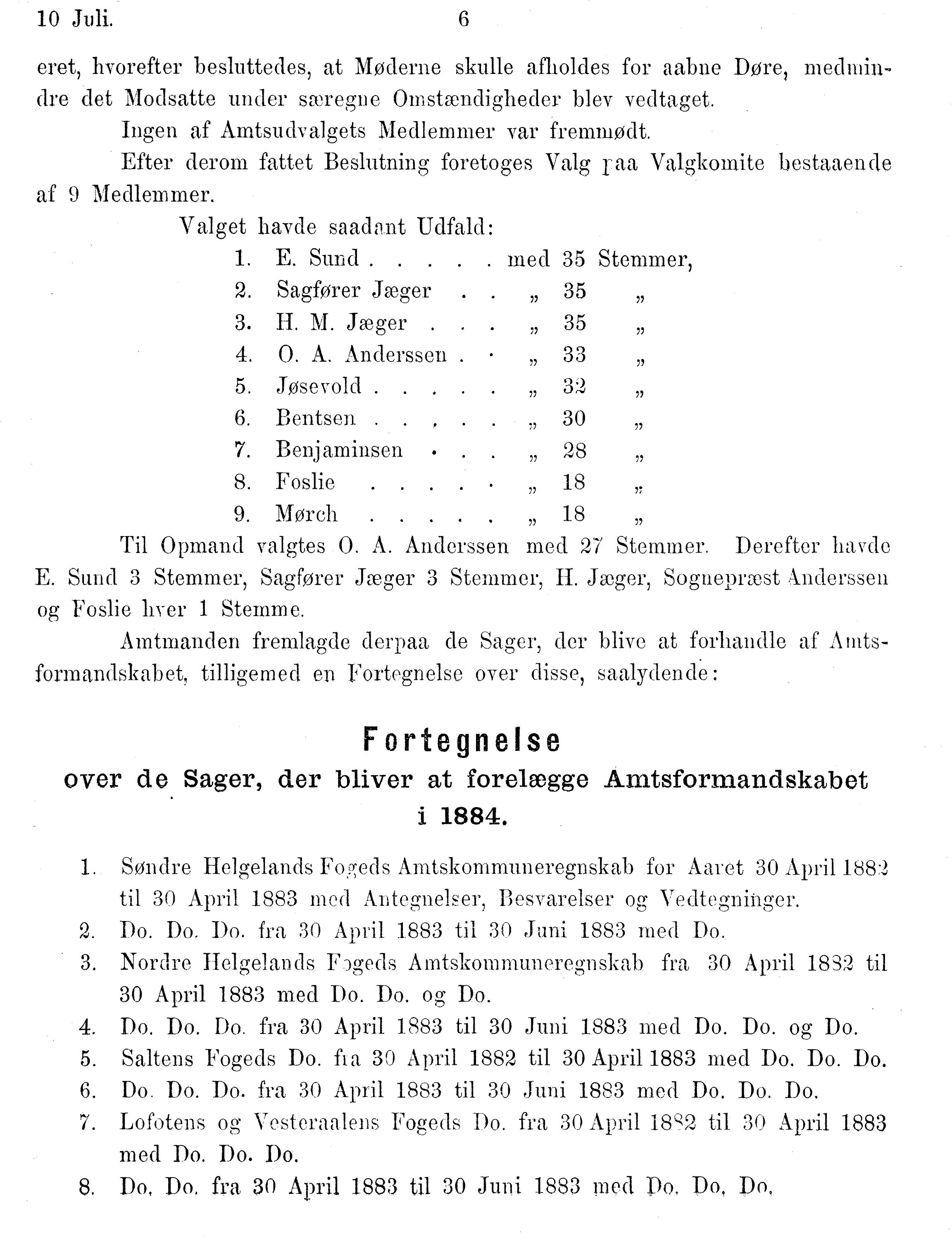 Nordland Fylkeskommune. Fylkestinget, AIN/NFK-17/176/A/Ac/L0014: Fylkestingsforhandlinger 1881-1885, 1881-1885