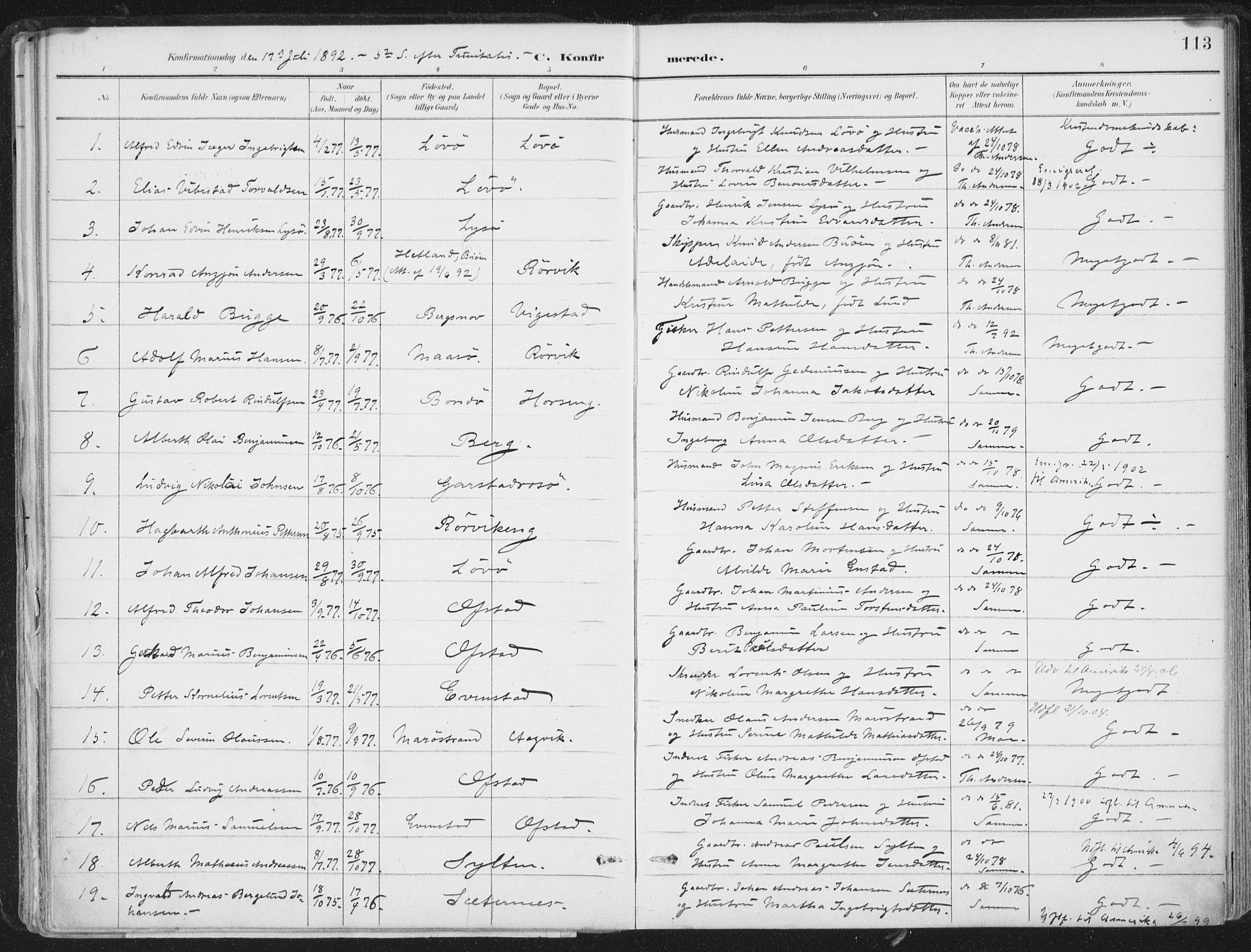 Ministerialprotokoller, klokkerbøker og fødselsregistre - Nord-Trøndelag, SAT/A-1458/786/L0687: Parish register (official) no. 786A03, 1888-1898, p. 113