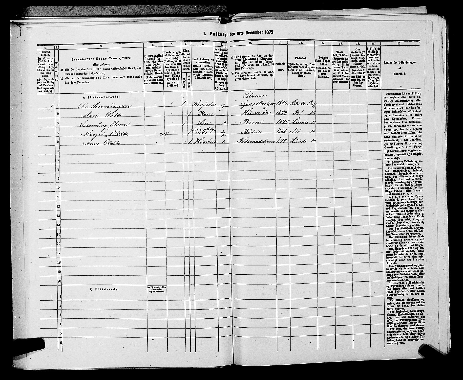 SAKO, 1875 census for 0820P Lunde, 1875, p. 124