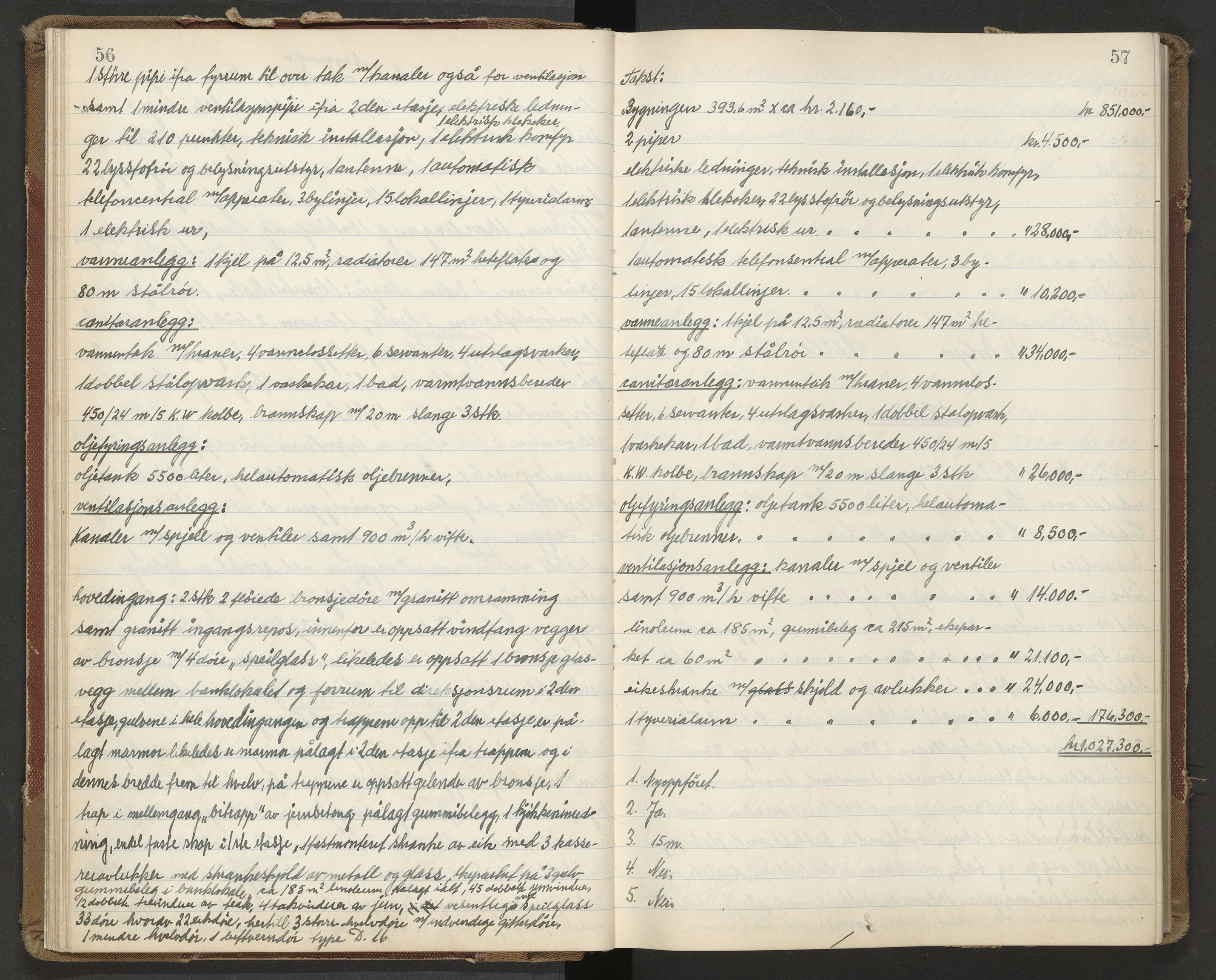 Norges Brannkasse Kristiansund, AV/SAT-A-4776/A/L0020: Branntakstprotokoll, 1951-1954, p. 56-57