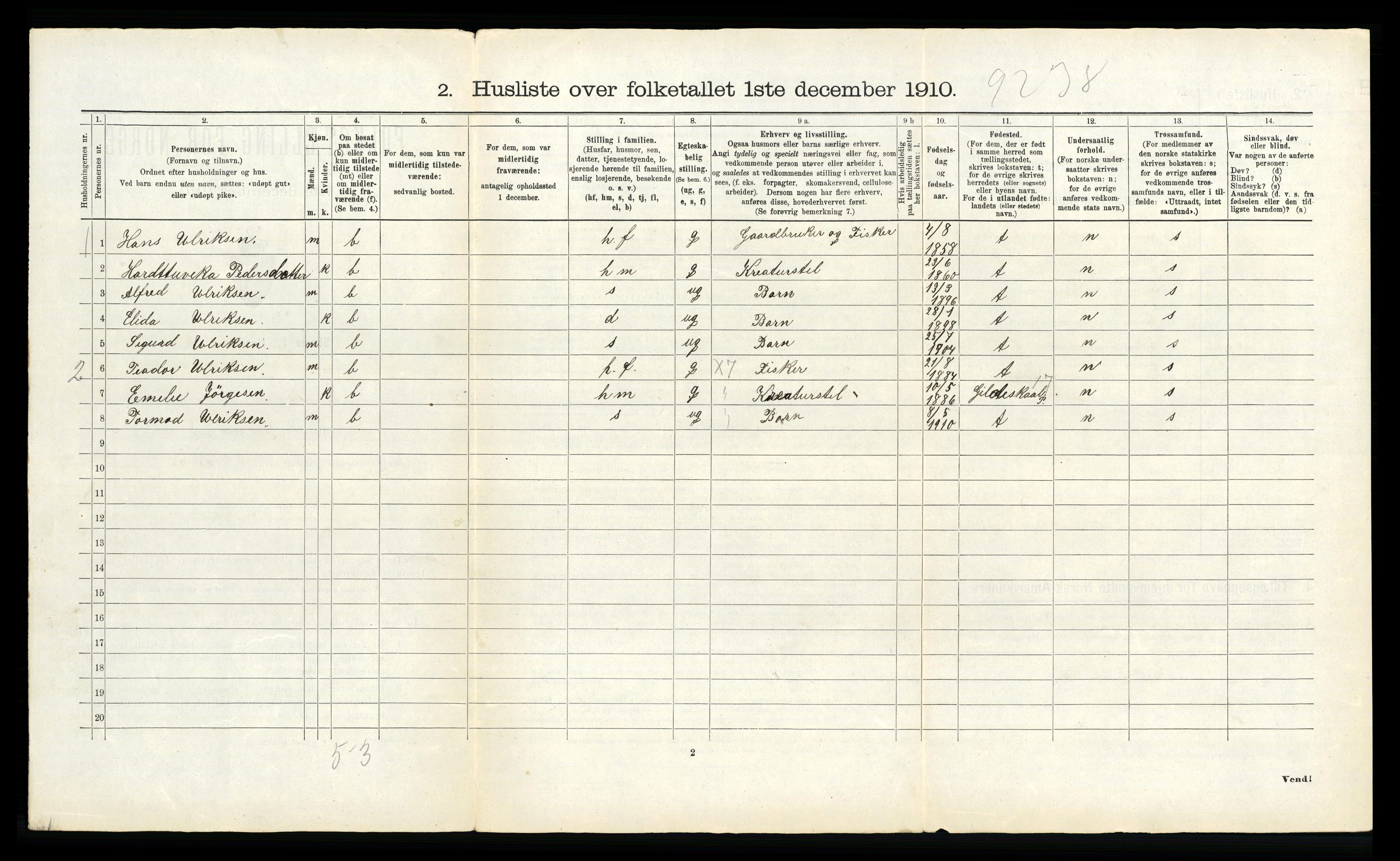 RA, 1910 census for Bodin, 1910, p. 90