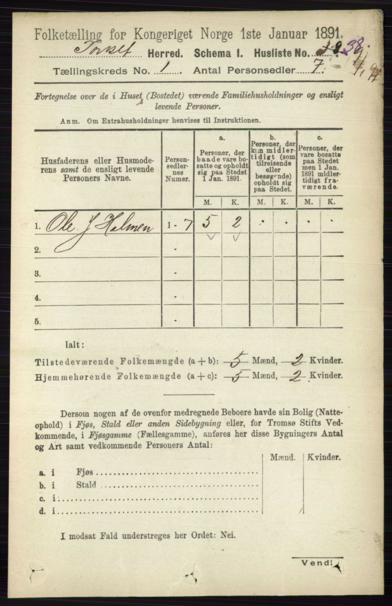 RA, 1891 census for 0437 Tynset, 1891, p. 70