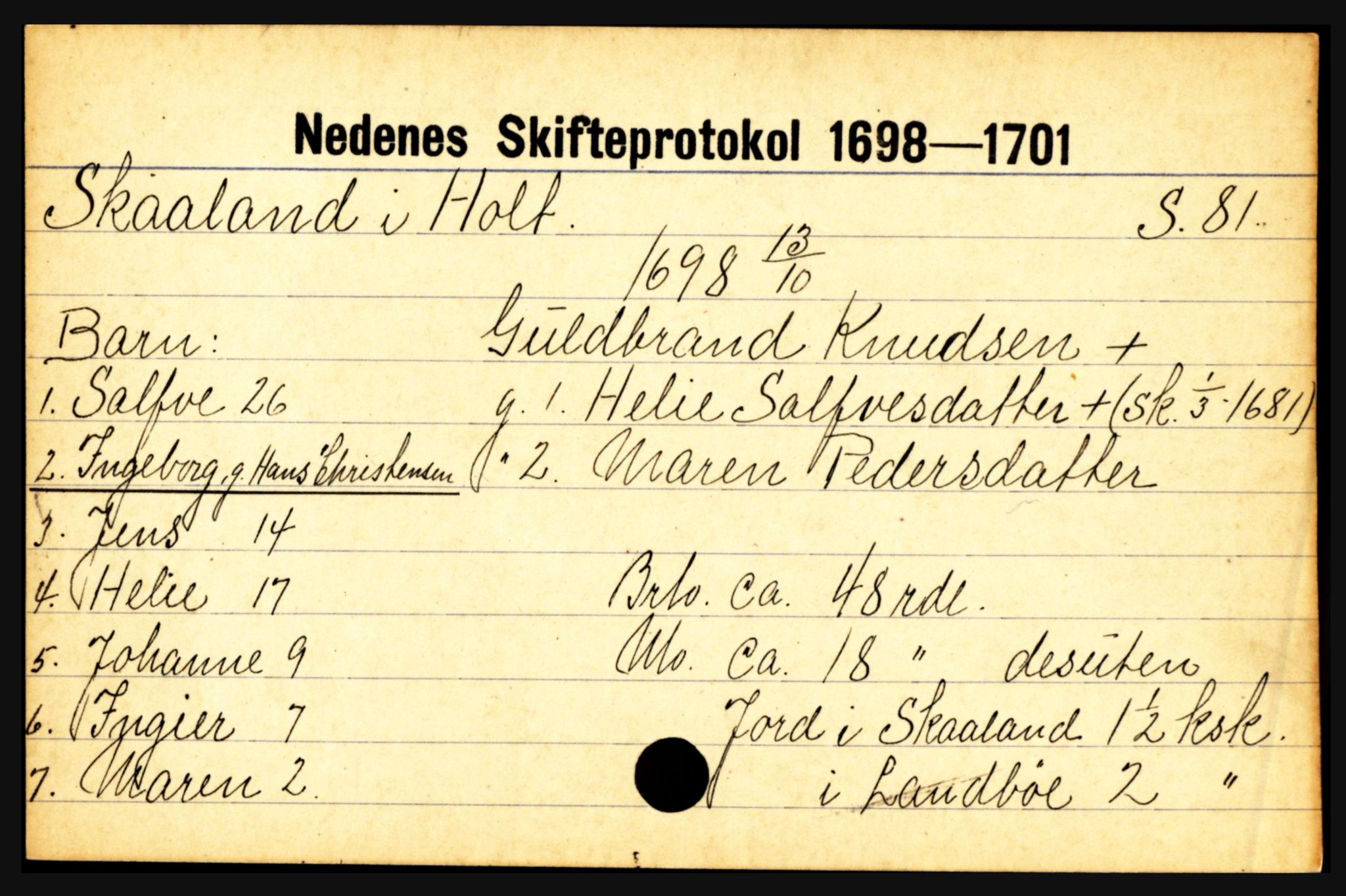 Nedenes sorenskriveri før 1824, AV/SAK-1221-0007/H, p. 27271