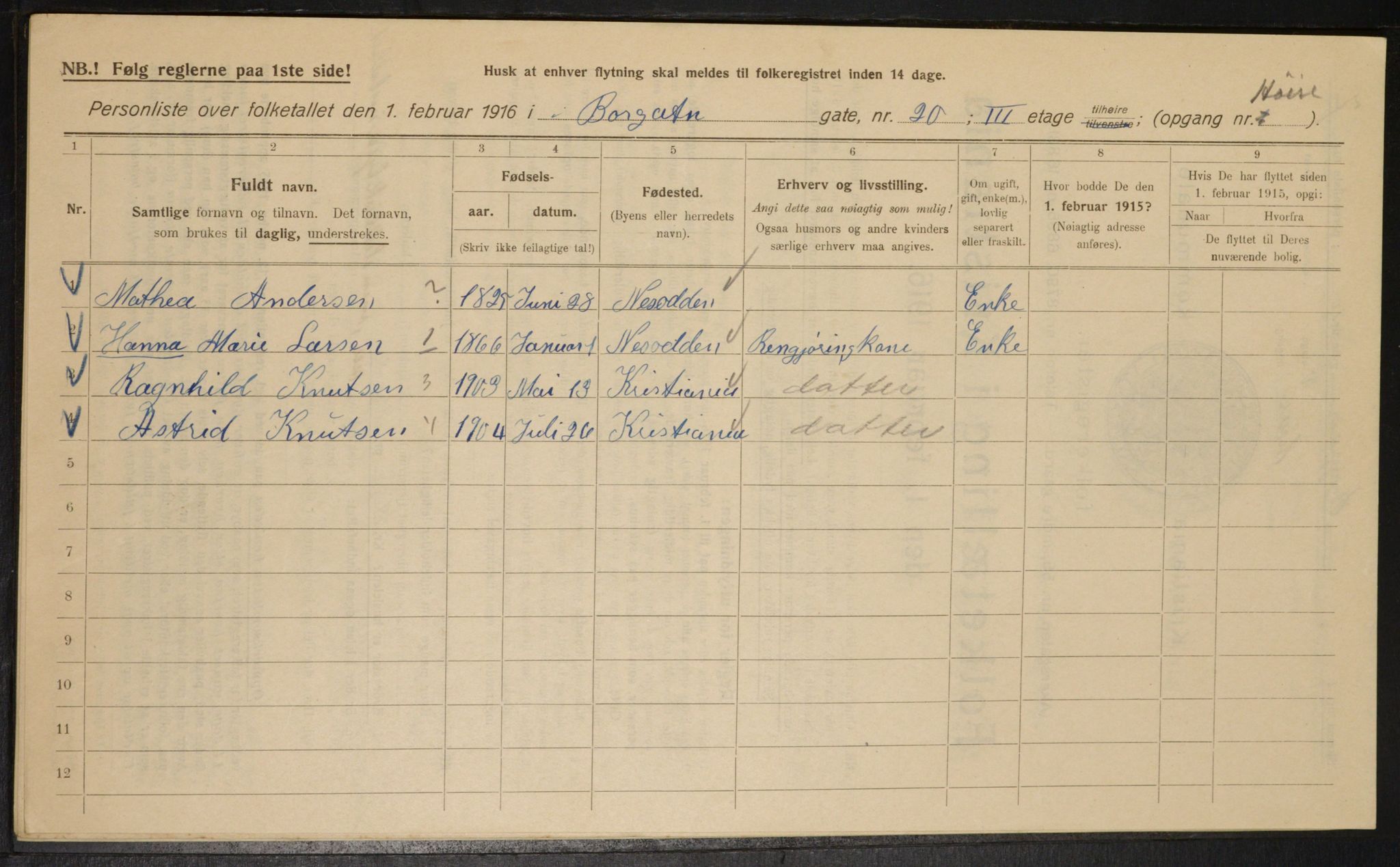 OBA, Municipal Census 1916 for Kristiania, 1916, p. 8106