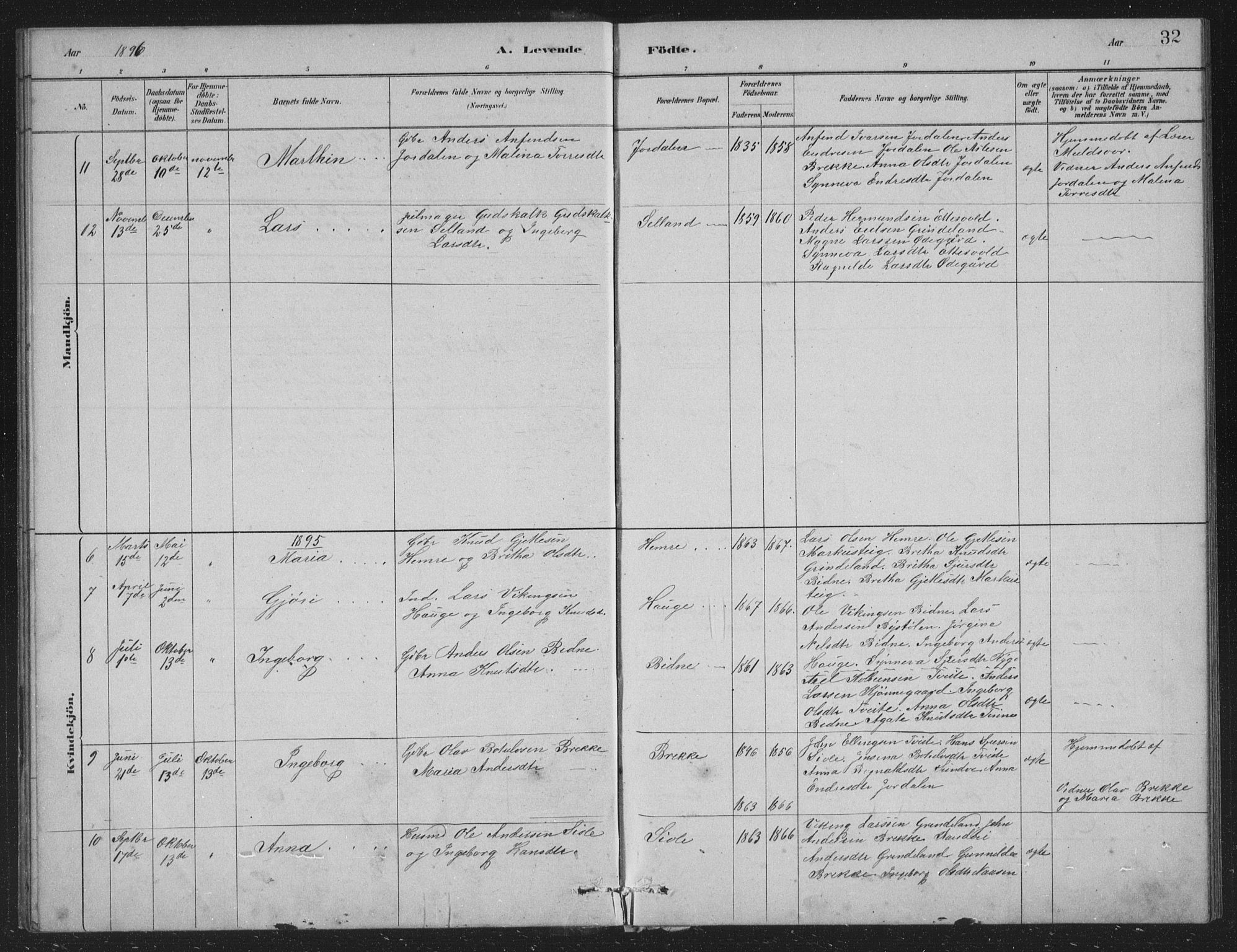 Vossestrand Sokneprestembete, AV/SAB-A-79101/H/Hab: Parish register (copy) no. A 2, 1880-1902, p. 32