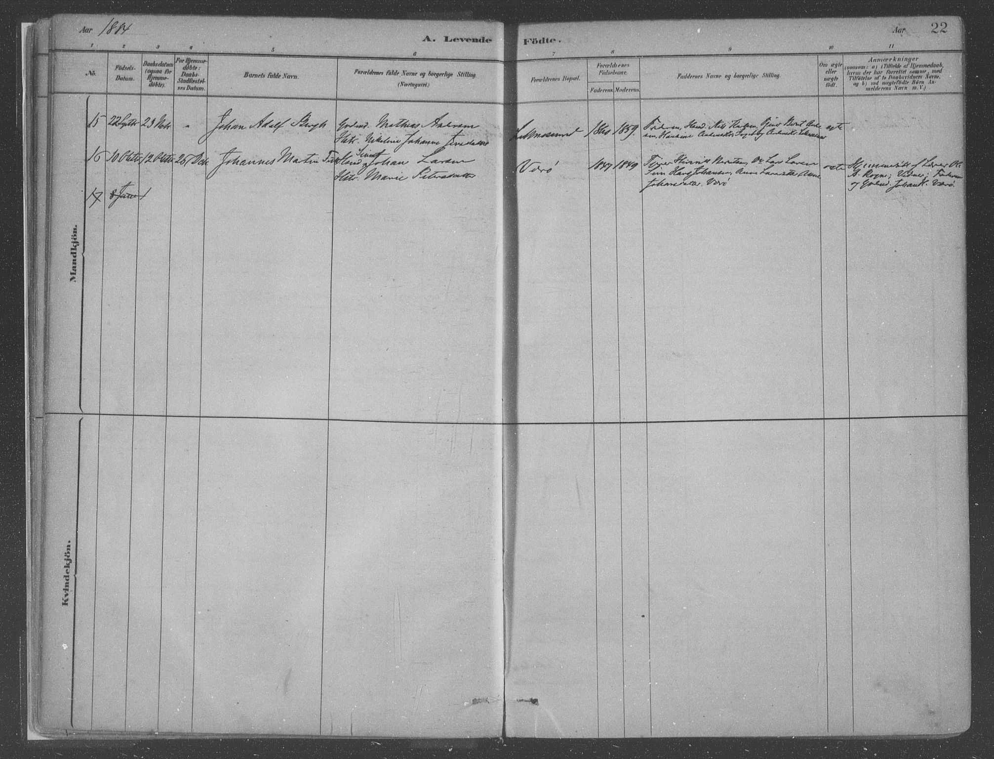 Askvoll sokneprestembete, SAB/A-79501/H/Haa/Haac/L0001: Parish register (official) no. C  1, 1879-1922, p. 22