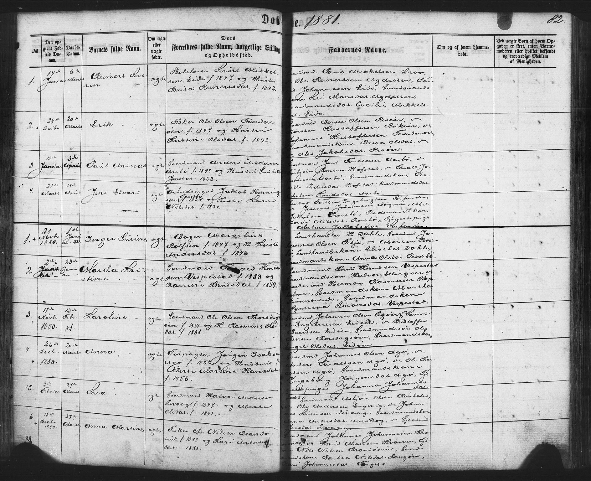 Fitjar sokneprestembete, AV/SAB-A-99926: Parish register (official) no. A 1, 1862-1881, p. 82