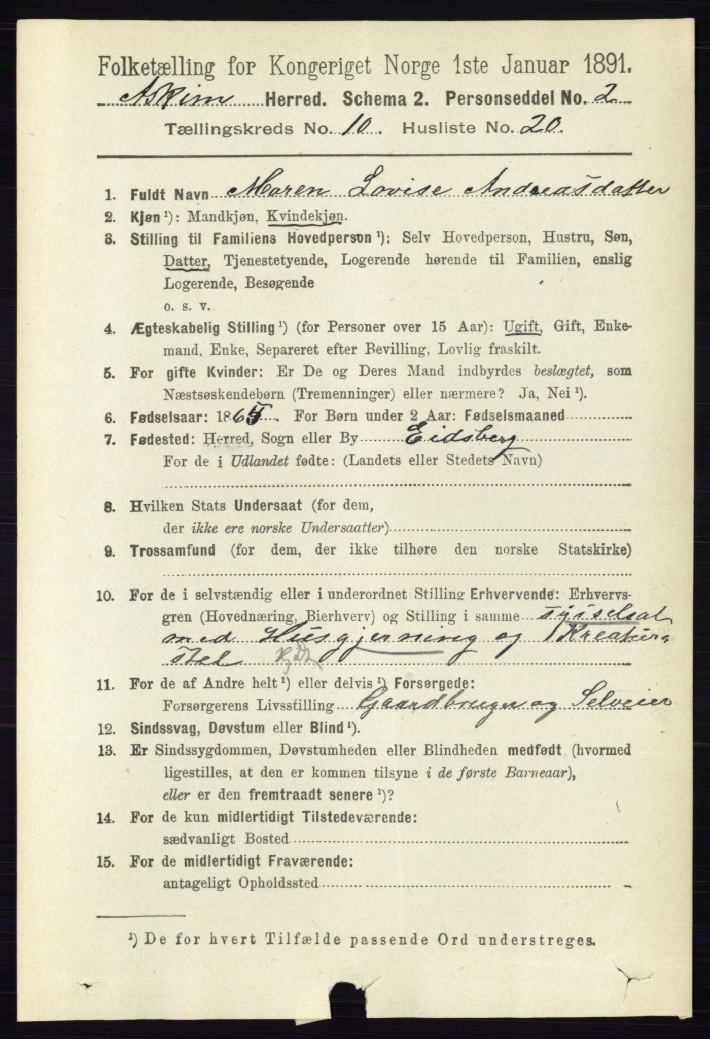 RA, 1891 census for 0124 Askim, 1891, p. 1705