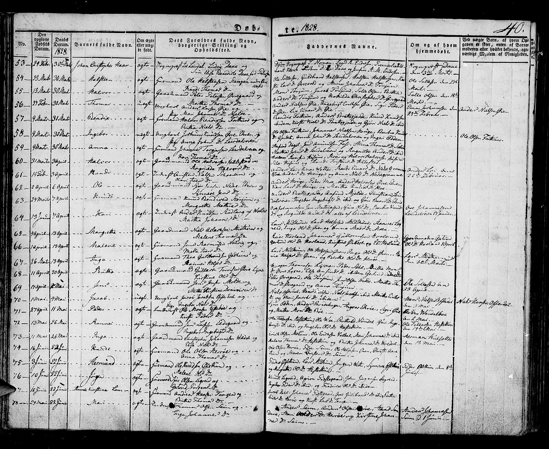 Lærdal sokneprestembete, SAB/A-81201: Parish register (official) no. A 5, 1822-1834, p. 40