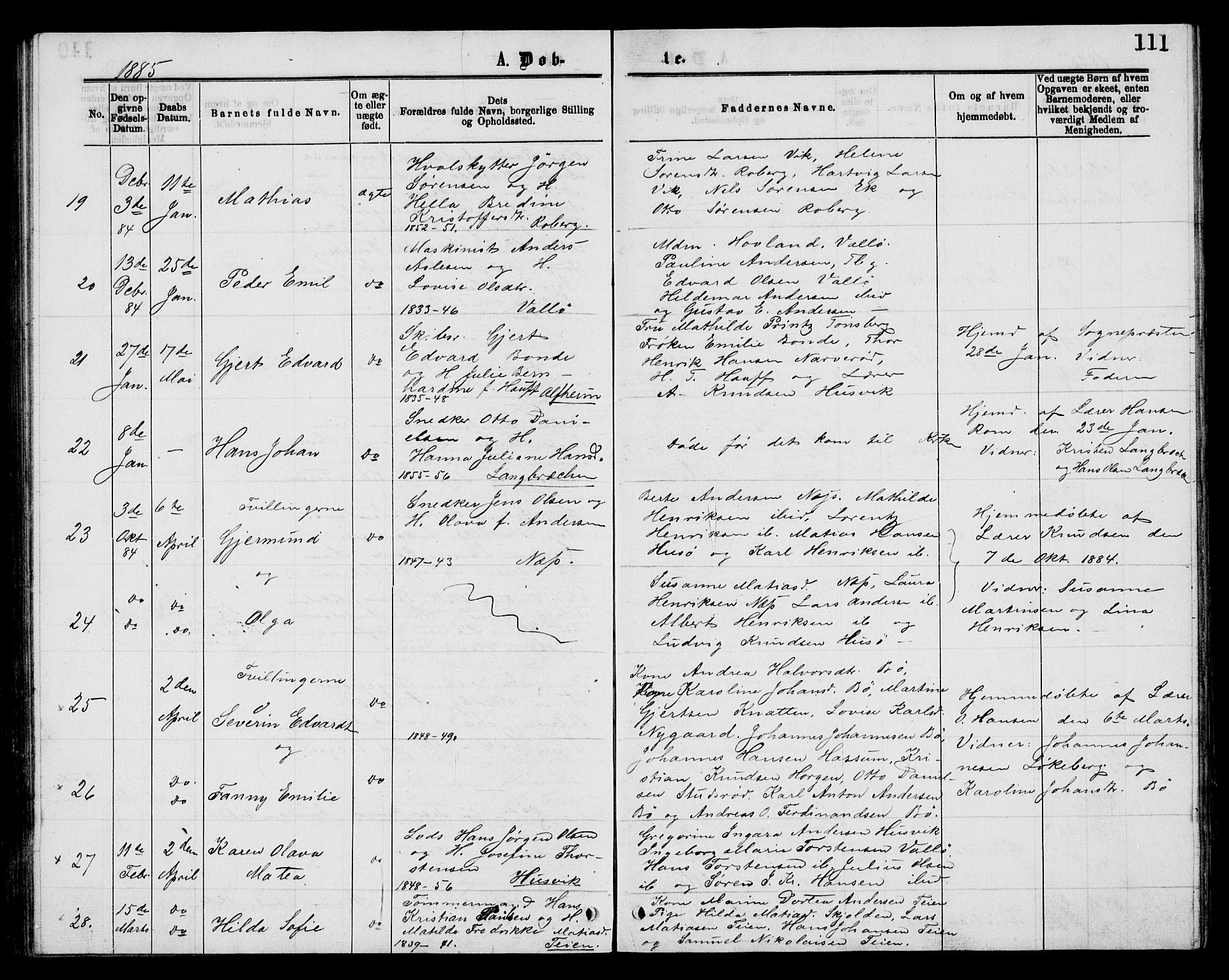 Sem kirkebøker, AV/SAKO-A-5/G/Gb/L0001: Parish register (copy) no. II 1, 1877-1885, p. 111