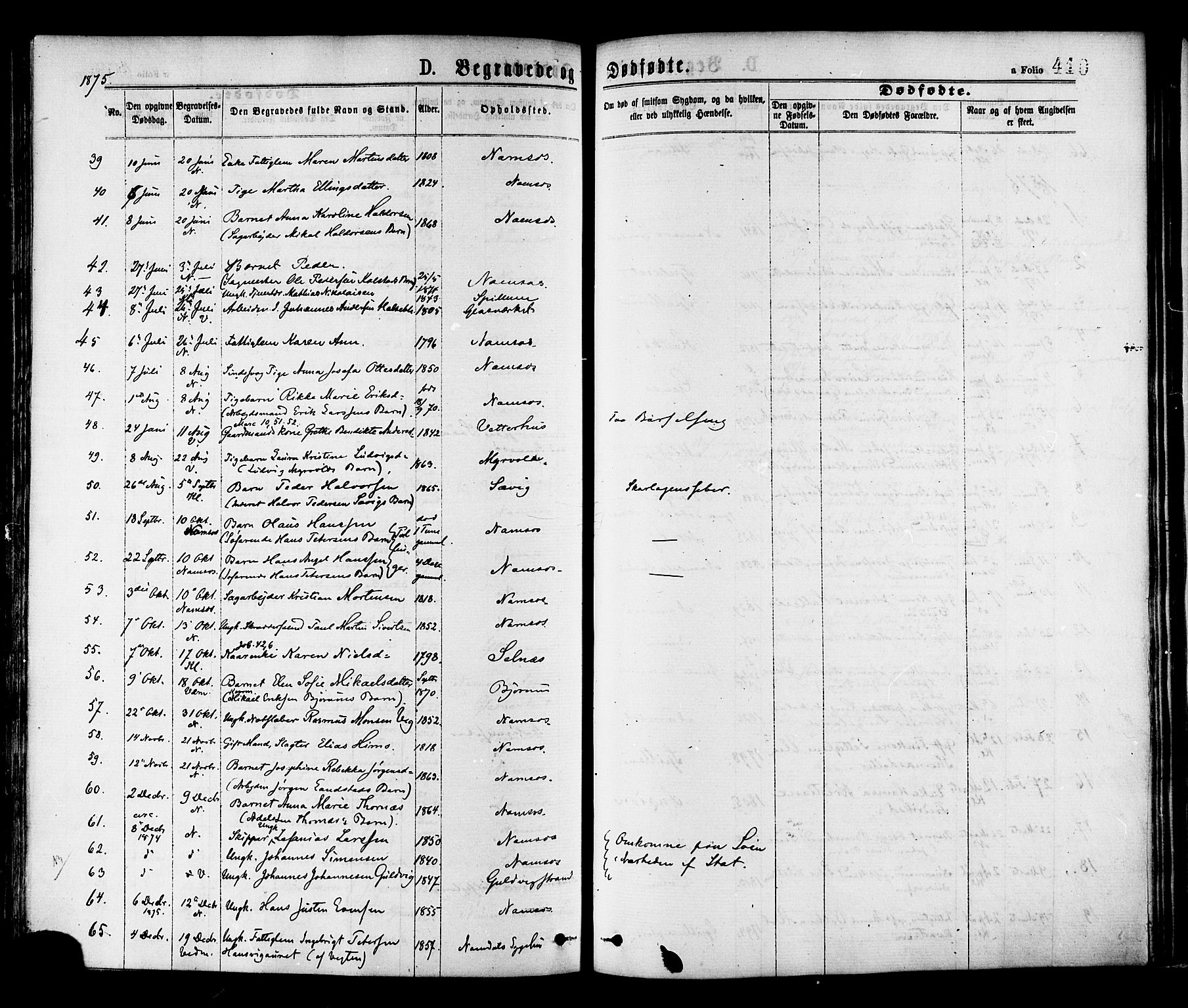 Ministerialprotokoller, klokkerbøker og fødselsregistre - Nord-Trøndelag, AV/SAT-A-1458/768/L0572: Parish register (official) no. 768A07, 1874-1886, p. 410