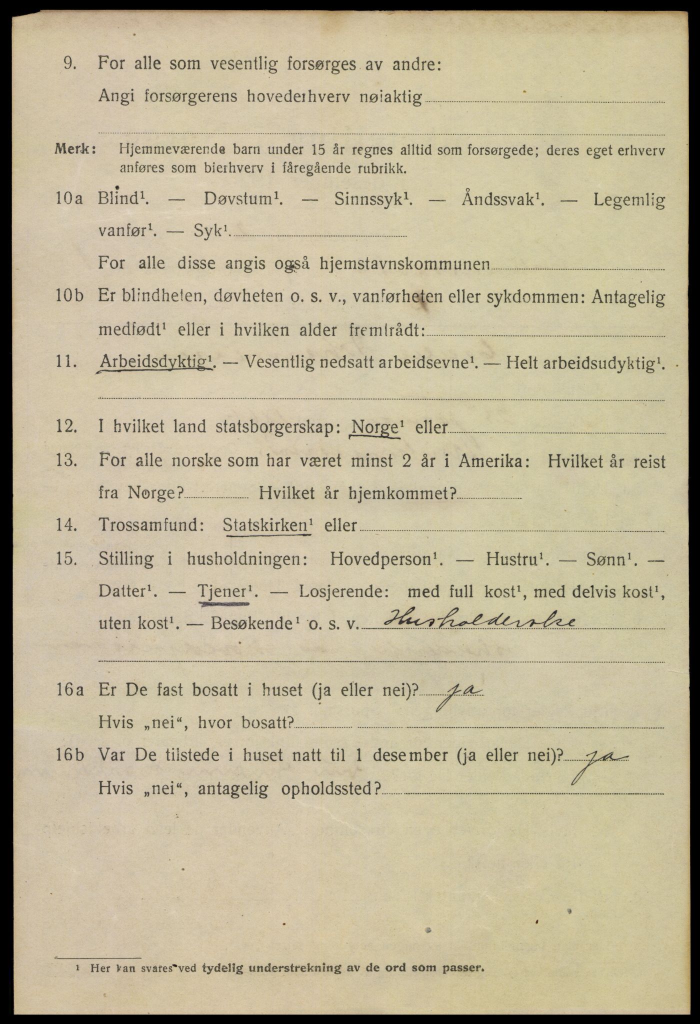 SAK, 1920 census for Kristiansand, 1920, p. 11126