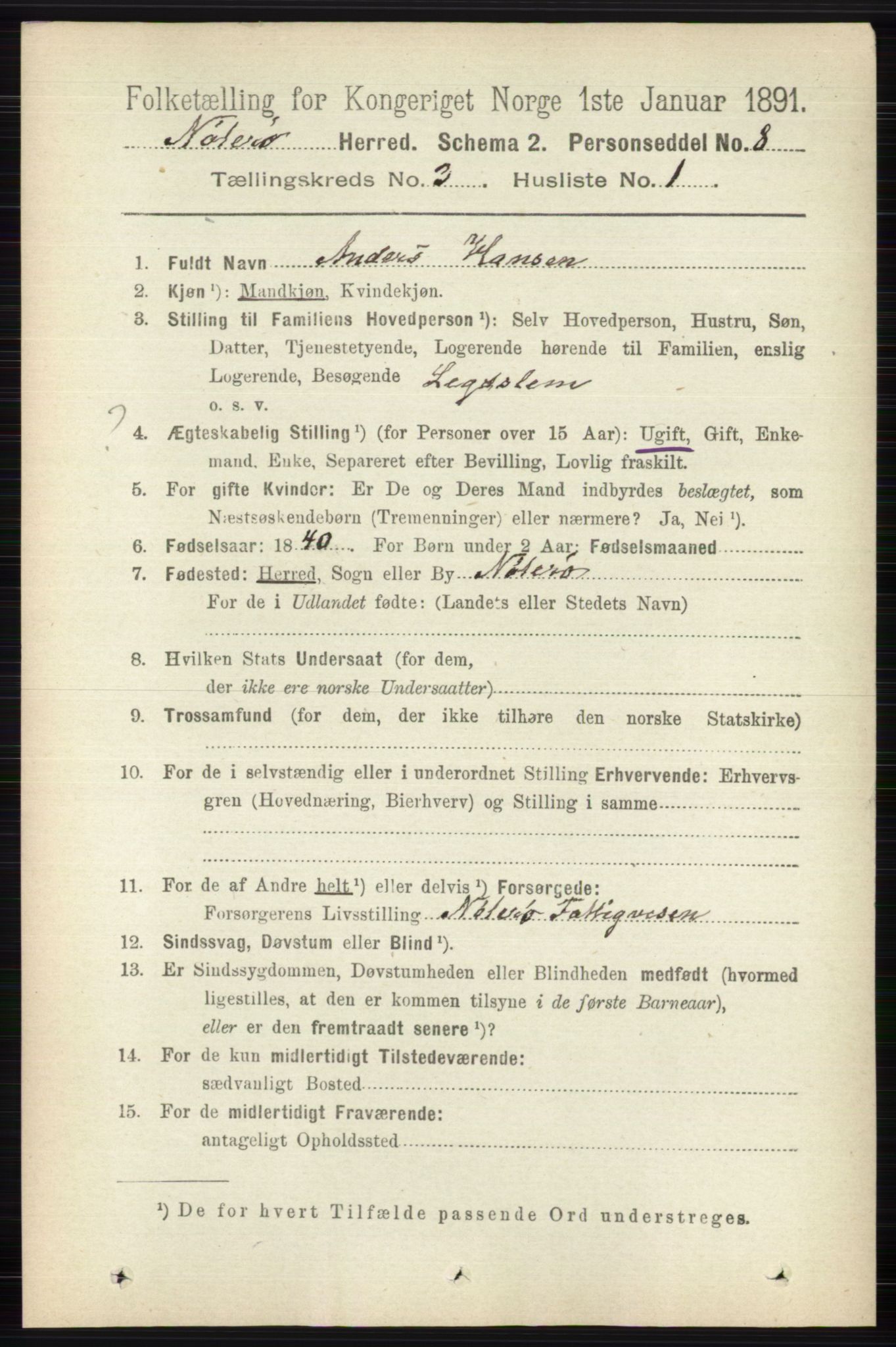 RA, 1891 census for 0722 Nøtterøy, 1891, p. 1549