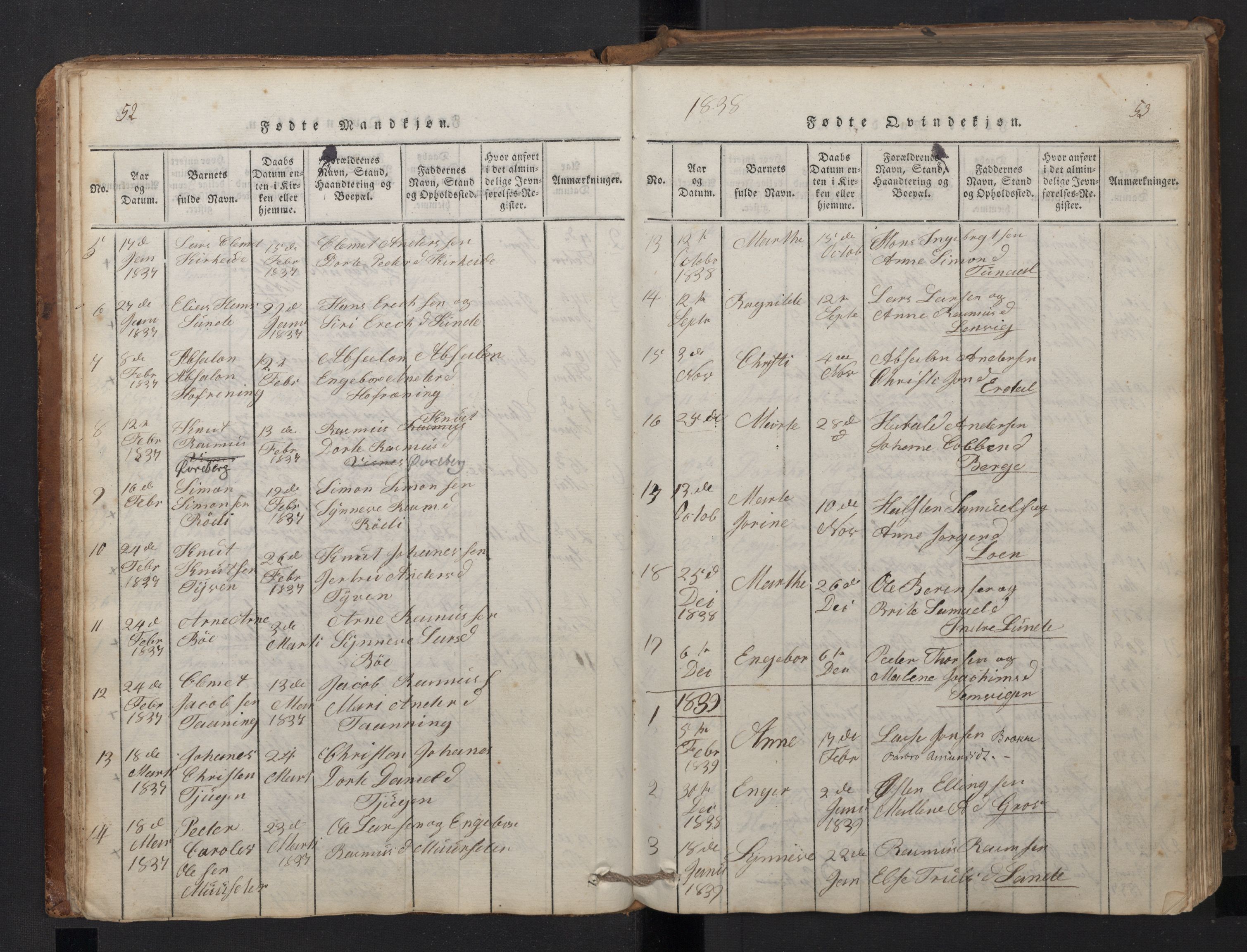 Stryn Sokneprestembete, SAB/A-82501: Parish register (copy) no. A 1, 1816-1844, p. 52-53
